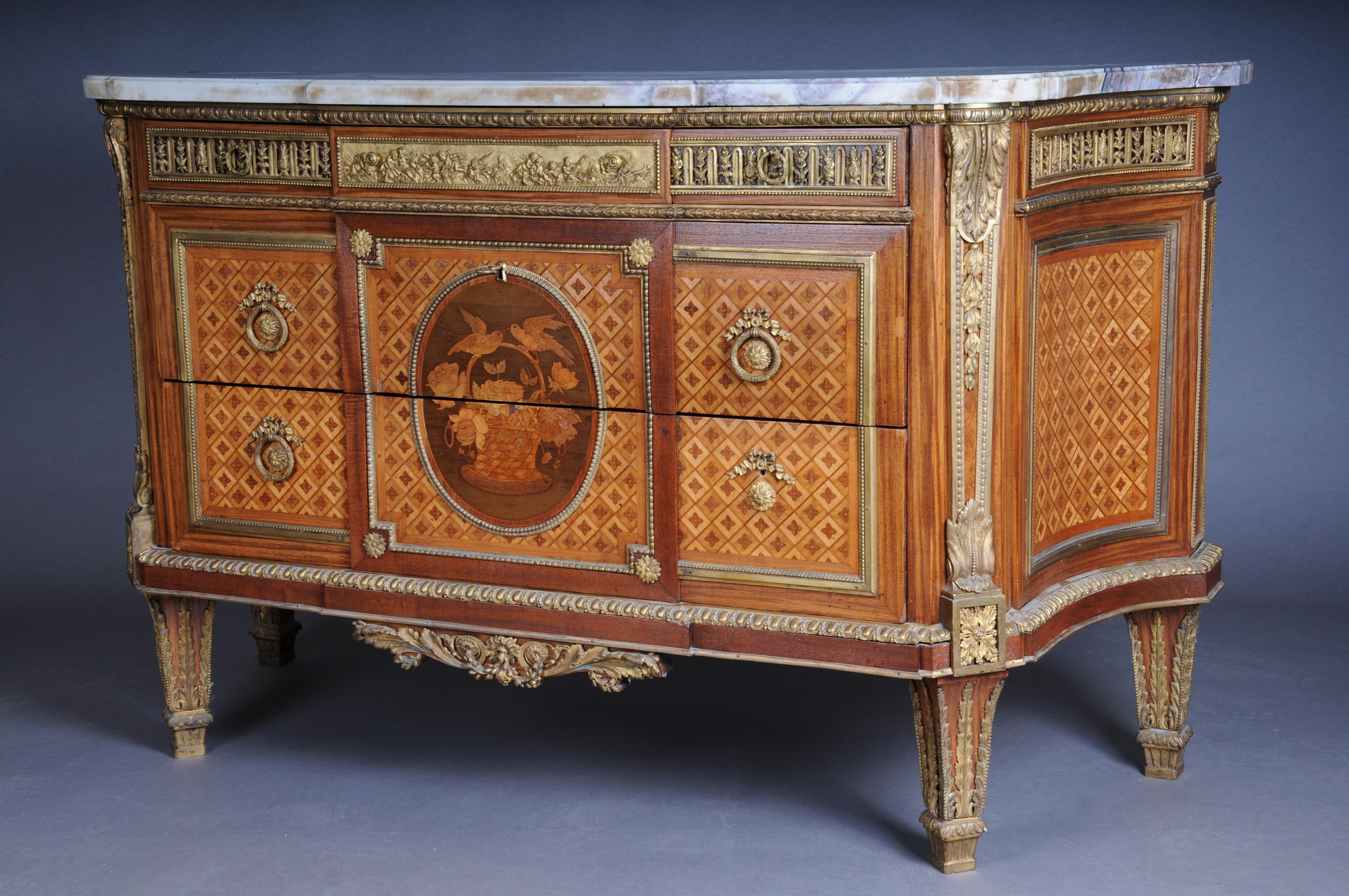 19th Century Royal dresser after J. H. Riesener, Paris from 1880, gilded bronze, Napoleon III For Sale