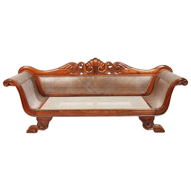 Royal Dutch Colonial Settee, Rosewood and Cane, 19th Century For Sale at  1stDibs