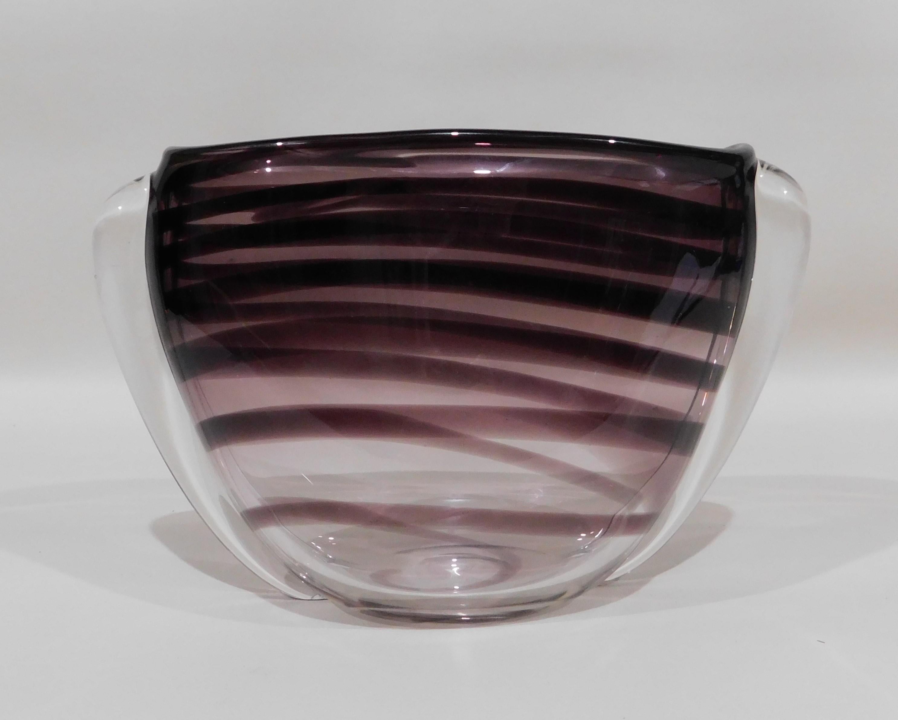 Mid-Century Modern art glass vase unica (unique) design by Floris Meydam and executed by Glasfabriek Leerdam/The Netherlands, circa 1960, signed on the bottom.