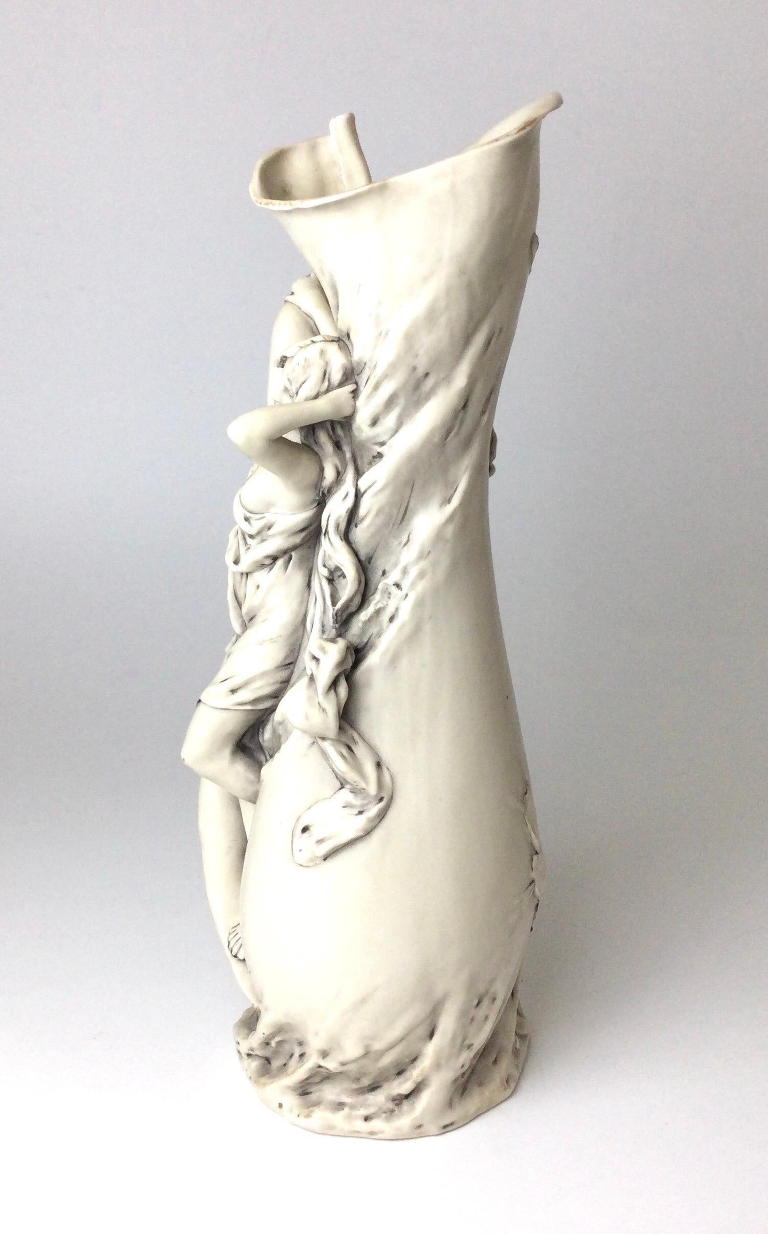 Royal Dux Art Nouveau Vase with Woman In Excellent Condition In Lambertville, NJ