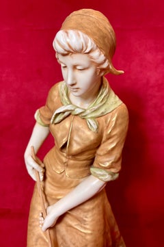 Royal Dux Bohemia, Fisherwoman with Landing Net, Art Nouveau Style