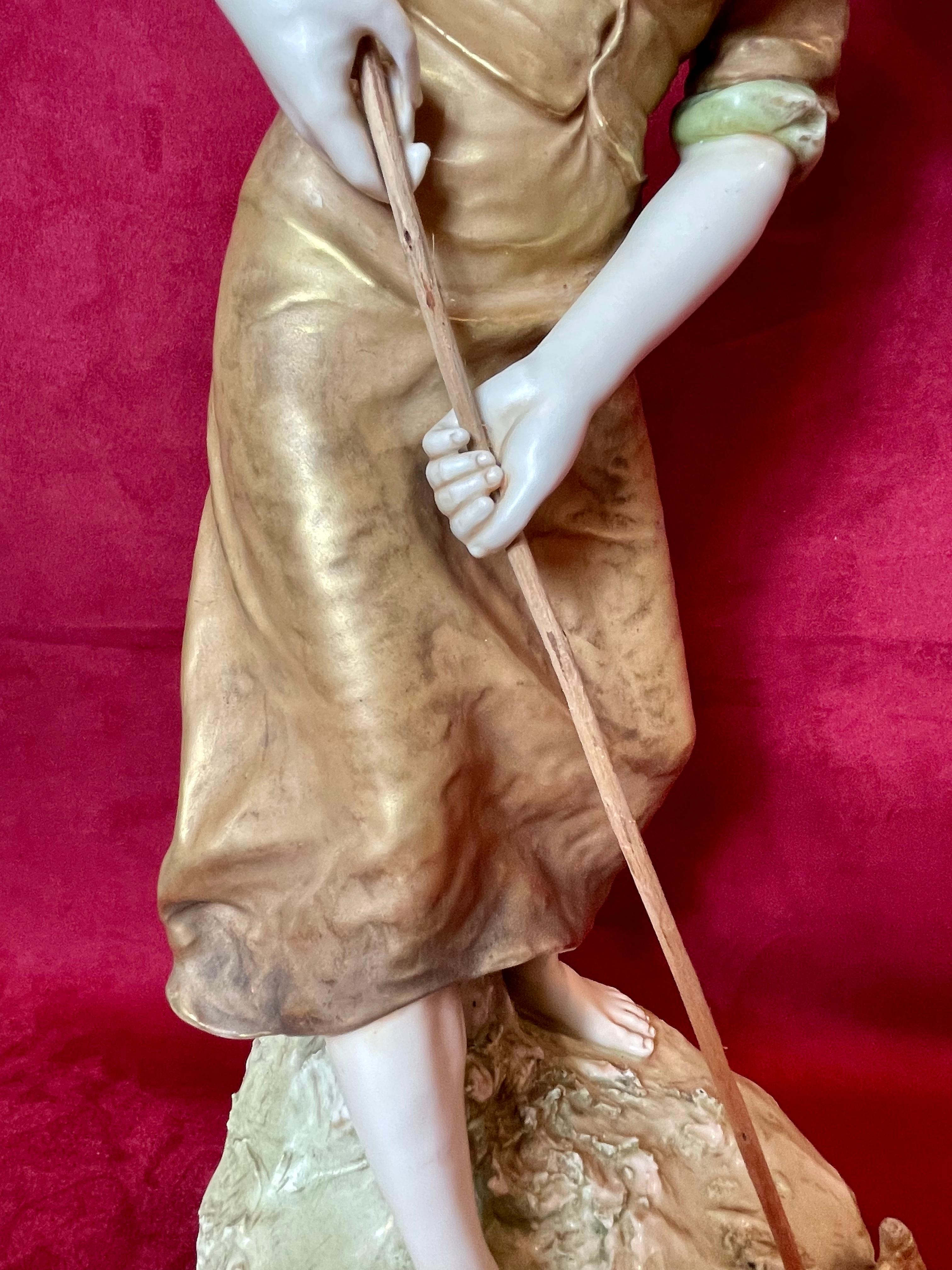 Royal Dux Bohemia, Fisherwoman with Landing Net, Art Nouveau Style For Sale 1