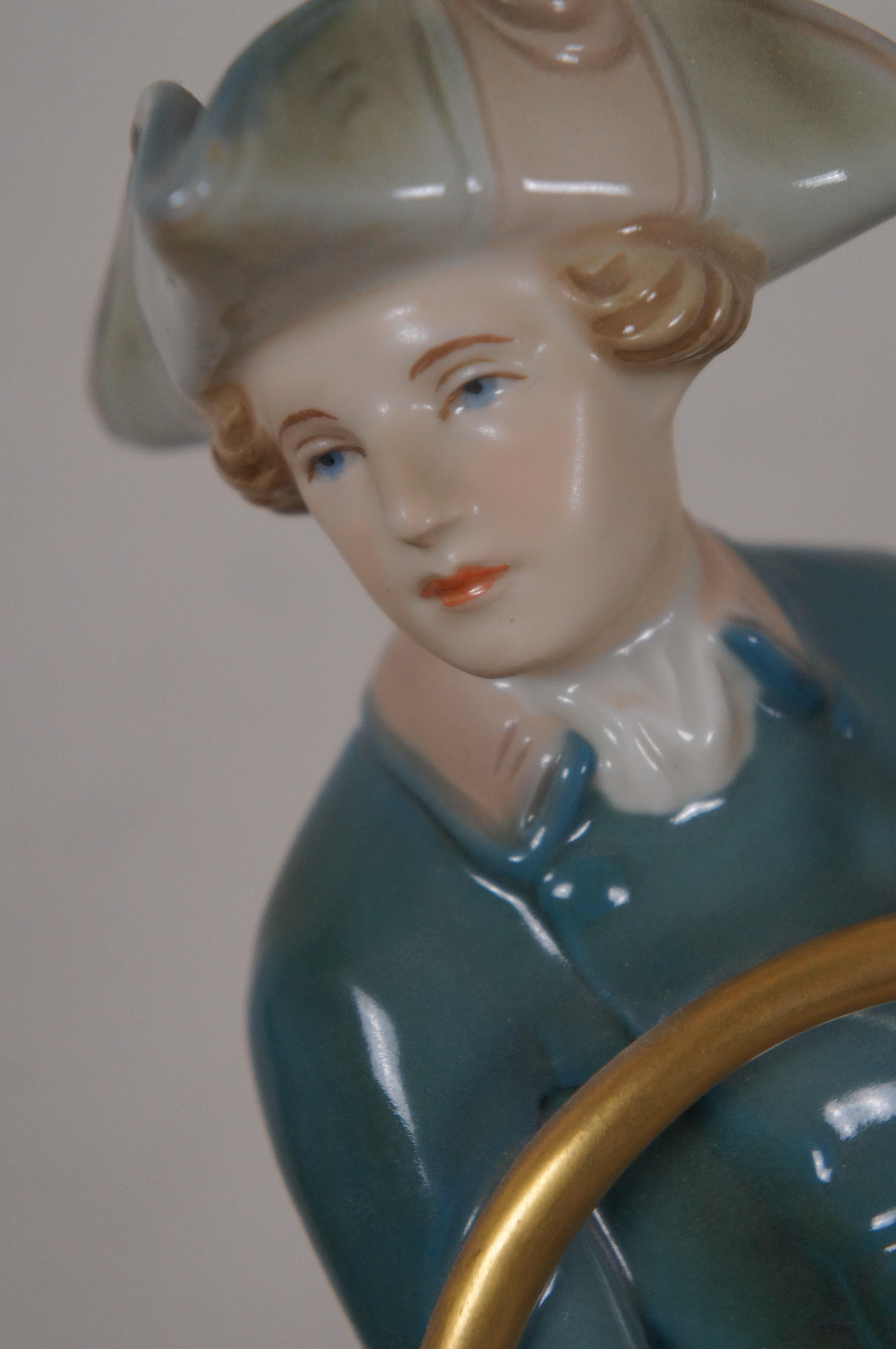 Royal Dux Escultura ecuestre de porcelana checa de cazador de zorros de caza de caballos y perros en Bastante bueno estado para la venta en Dayton, OH