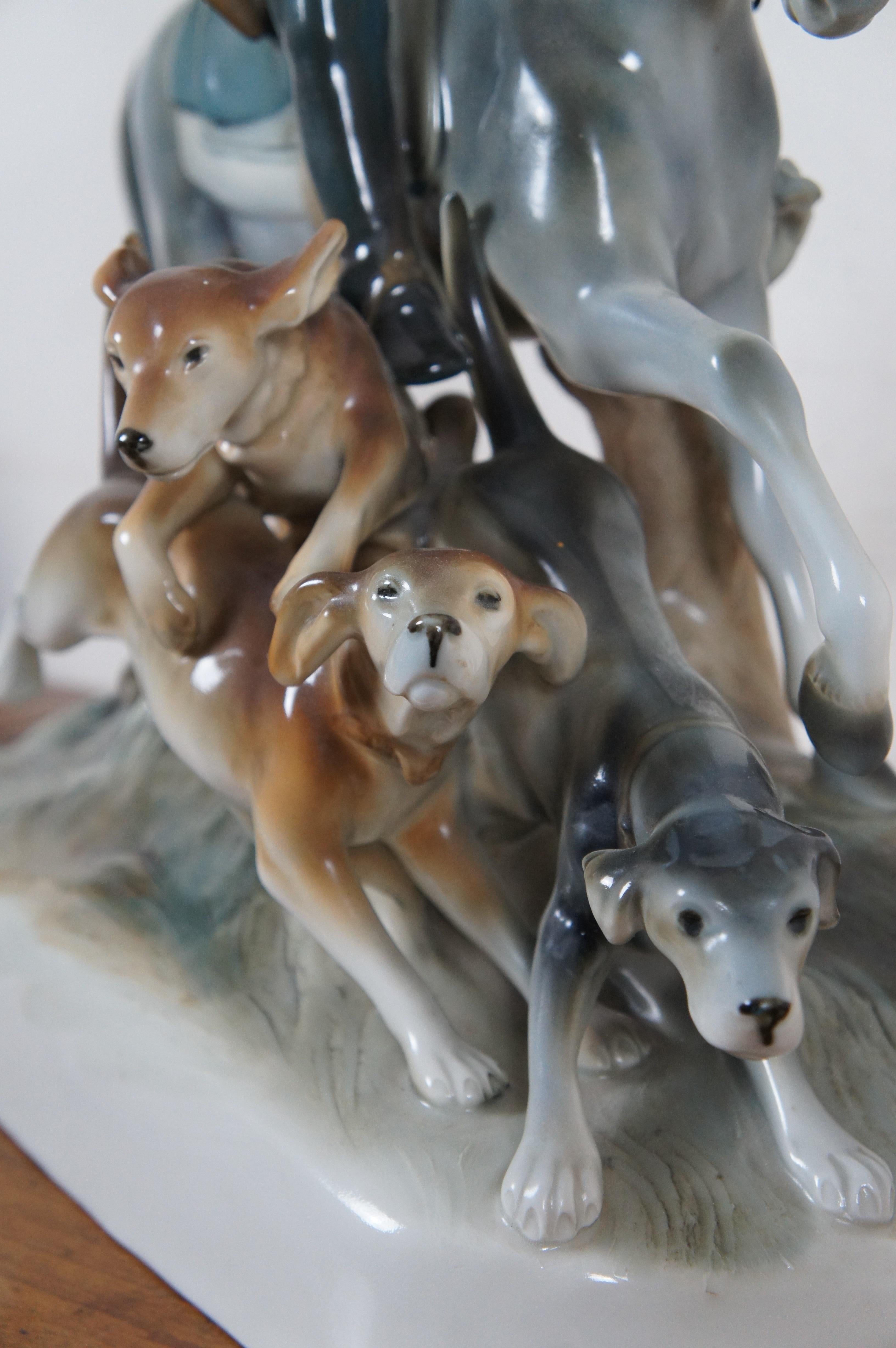 Royal Dux Bohemia Porcelain Equestrian Huntsman Fox Hunt Horse Dog Sculpture 20