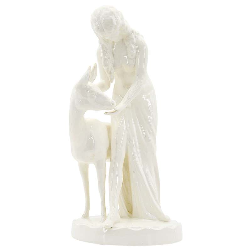 Porcelain Statue Nude woman kneeling by Vladimir David for | Etsy