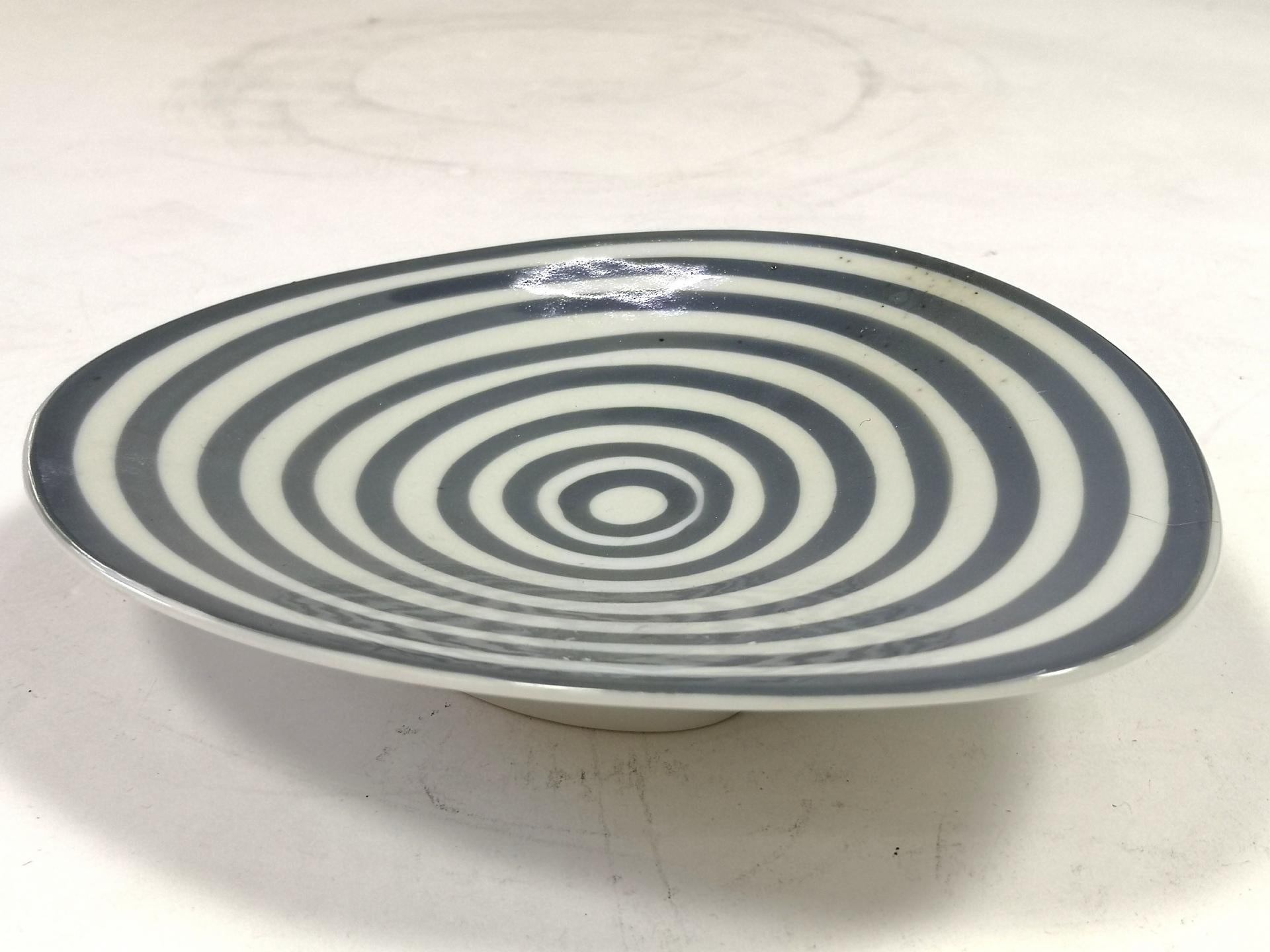 Royal Dux Czechoslovakian porcelain plate with swirly mid-century pattern, 1960s.