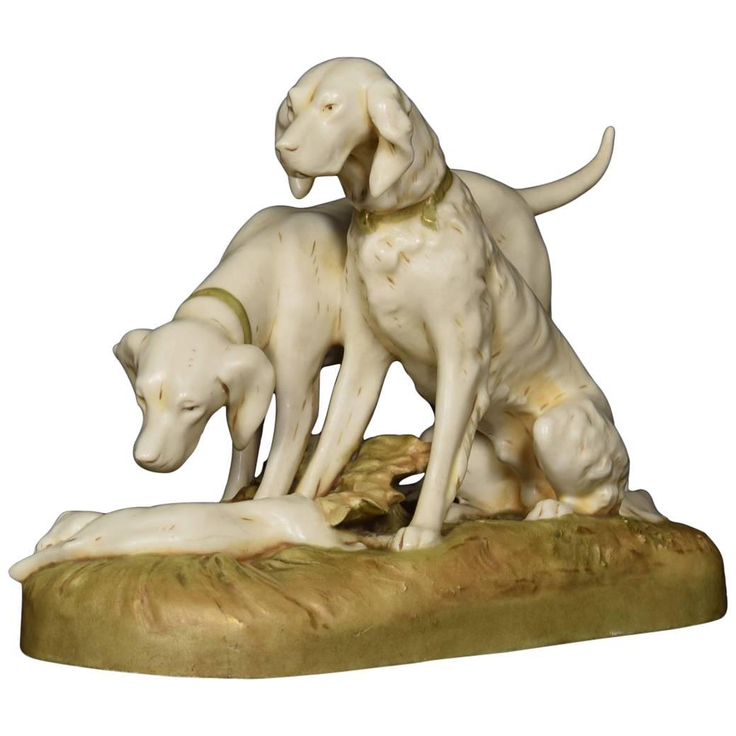 Royal Dux Figur mit zwei Jagdhunden