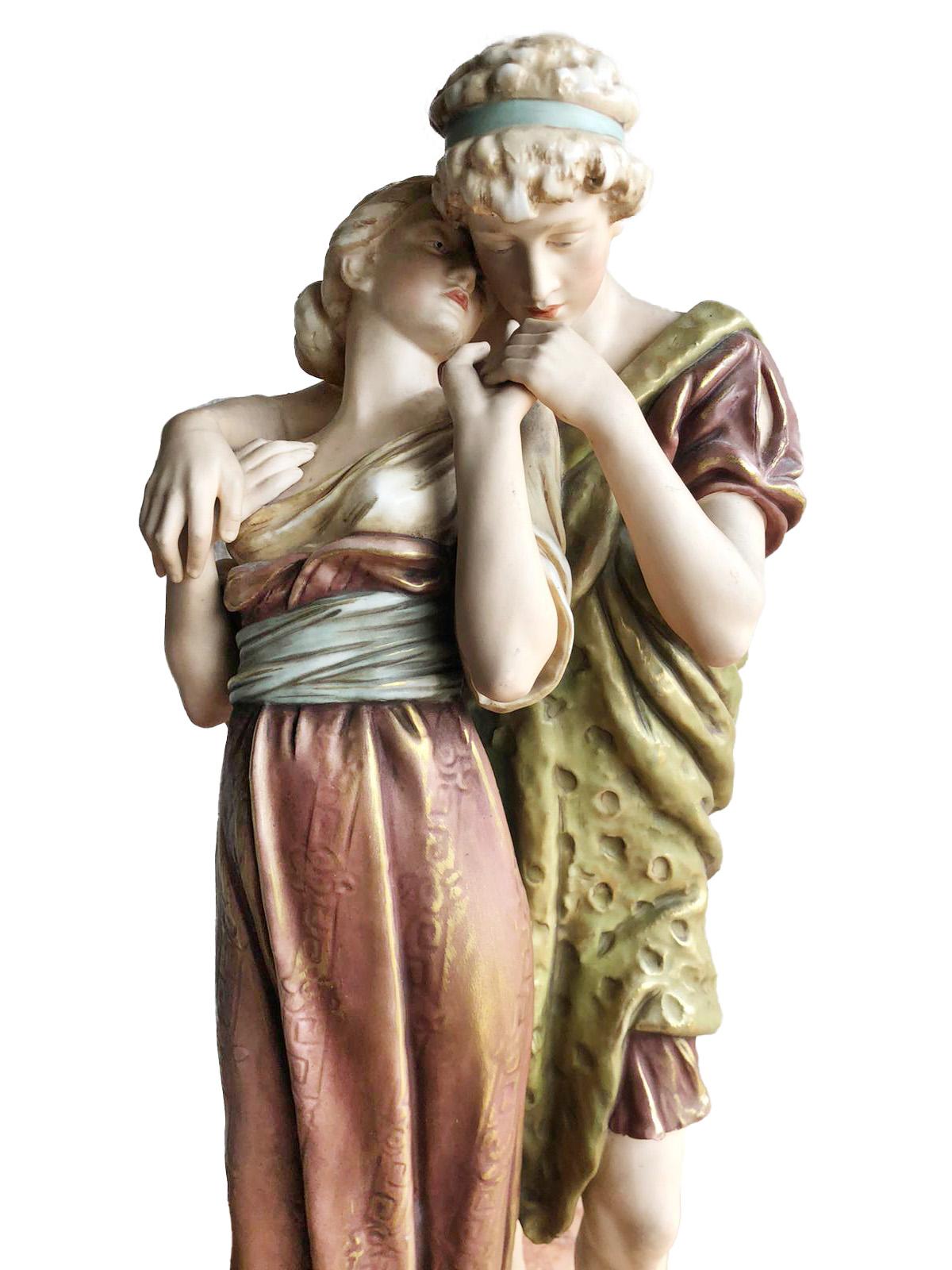 19th Century Royal Dux Figure The Lovers For Sale