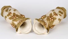Royal Dux Large Pair of Bohemian Art Nouveau Fruiting Berry Art Pottery Vases