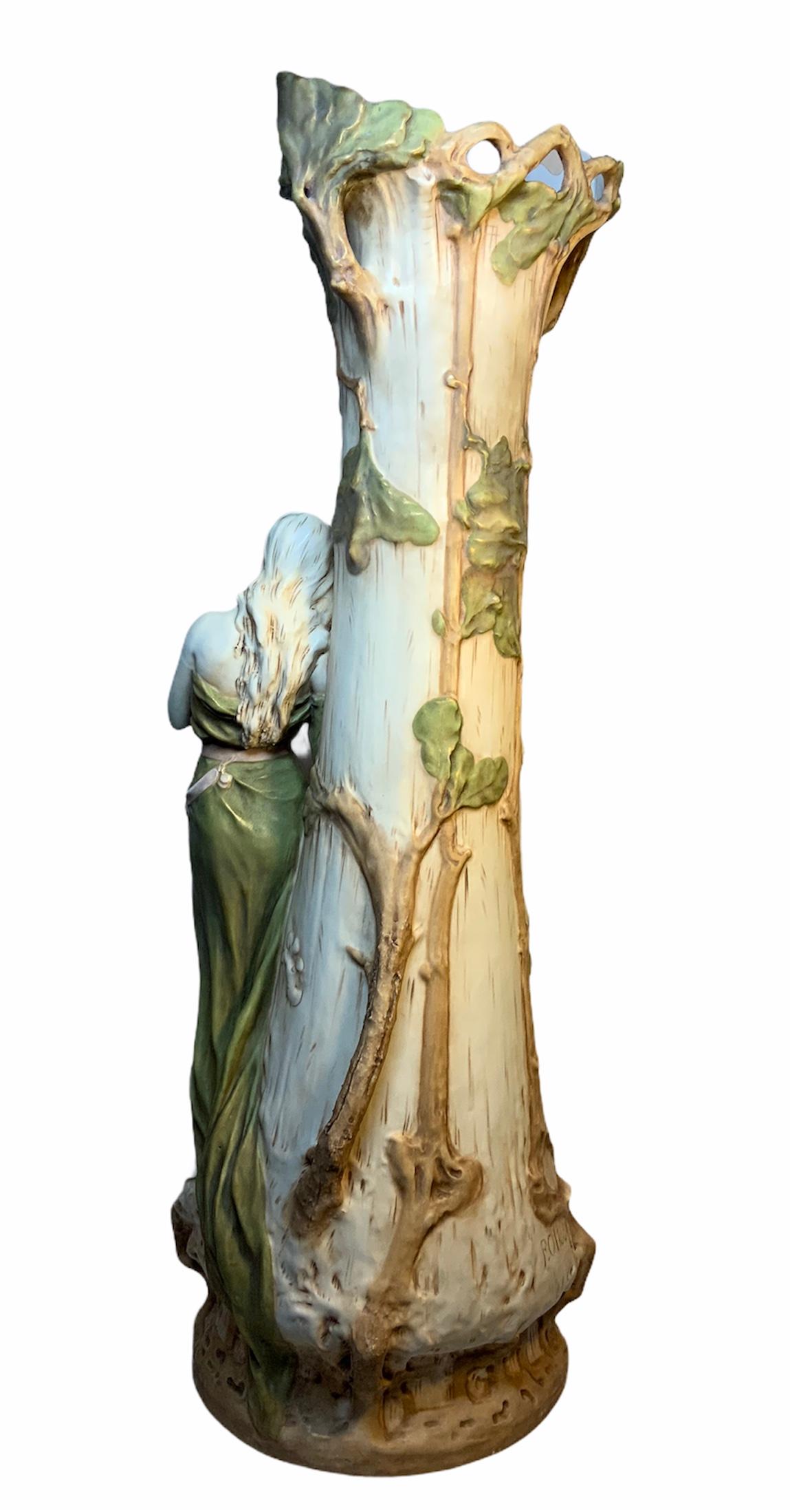 Royal Dux Pair of Art Nouveau Tall Vases 9