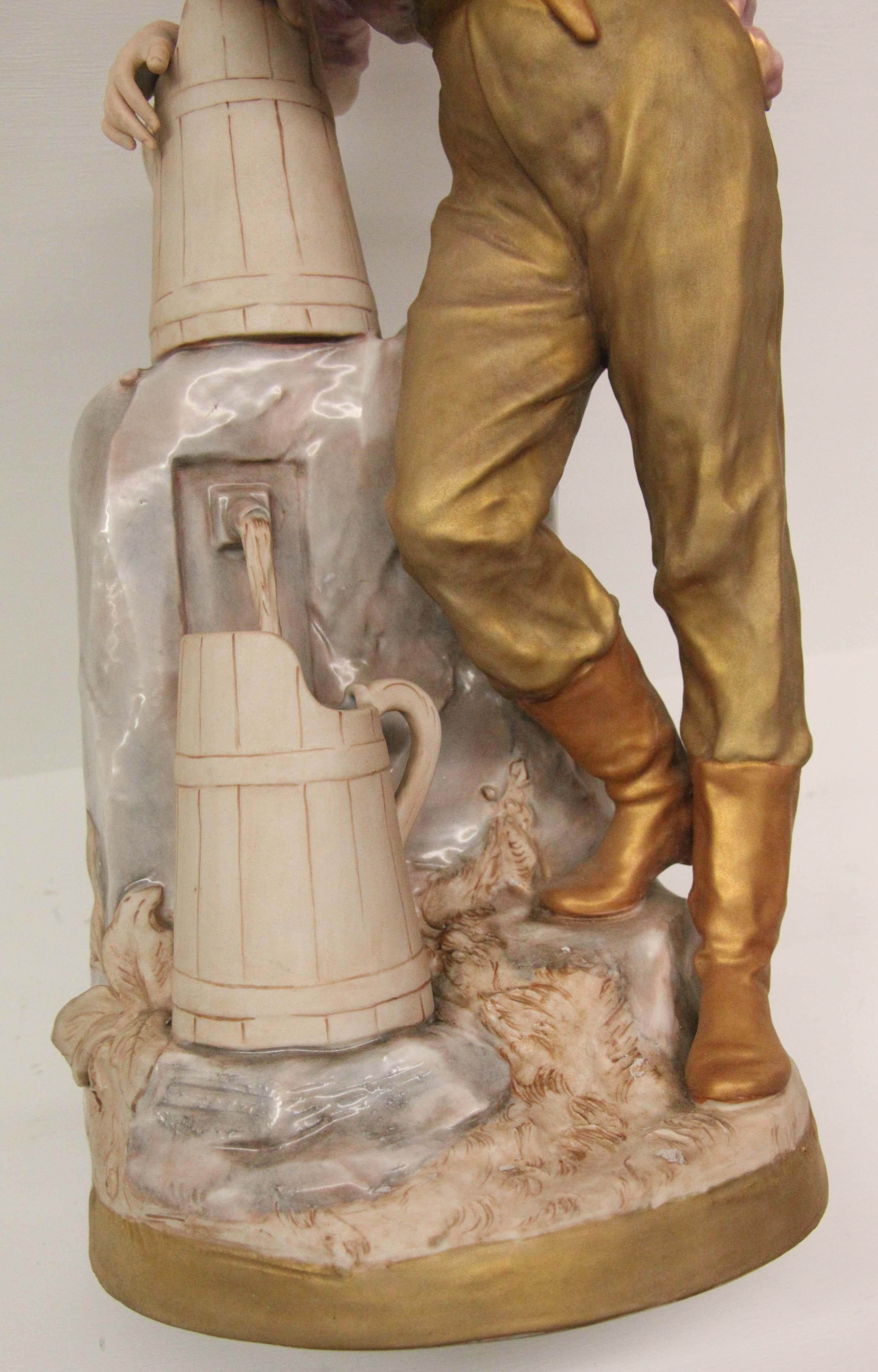 Czech Royal Dux Pheasant Boy Figurine For Sale