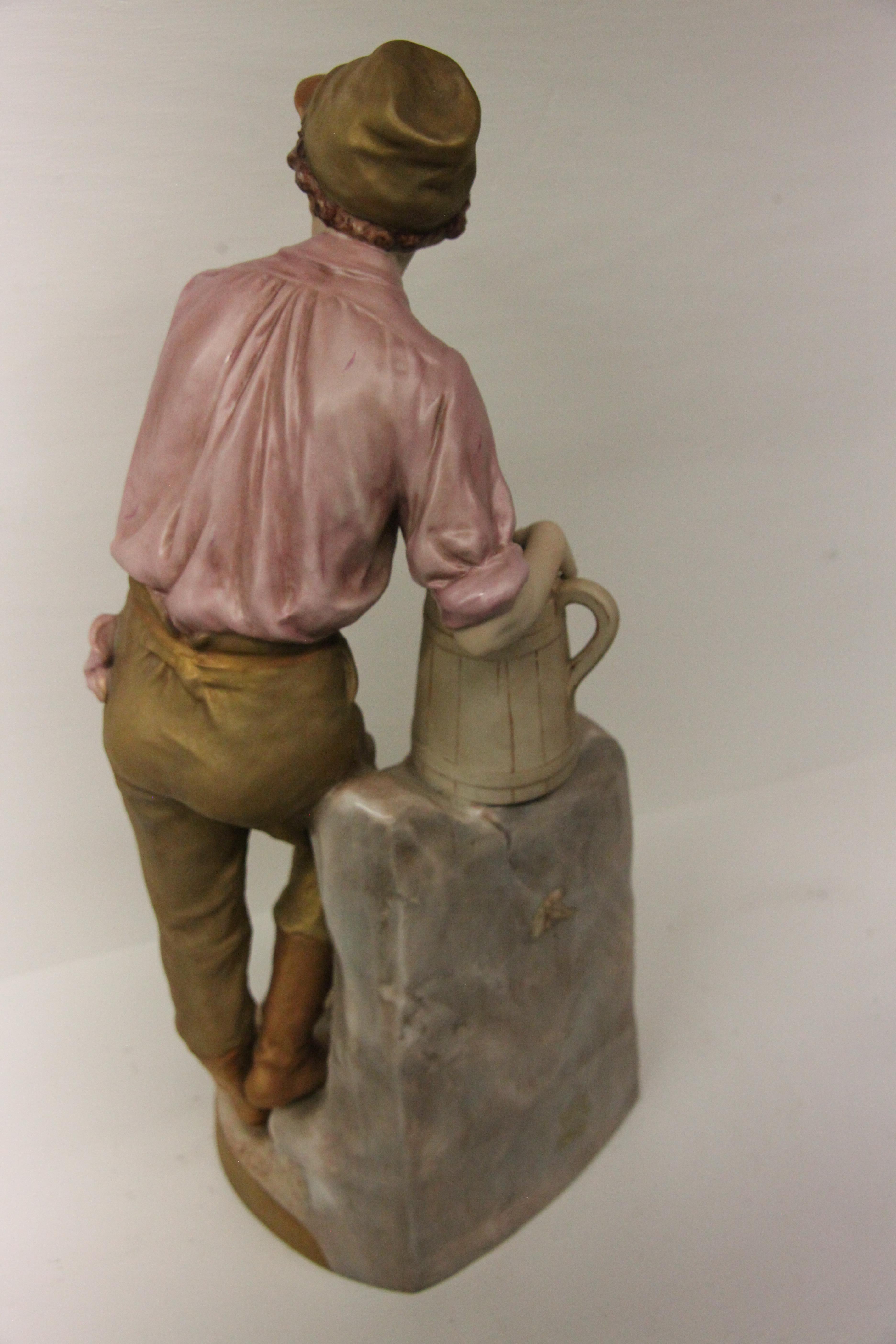 20th Century Royal Dux Pheasant Boy Figurine For Sale