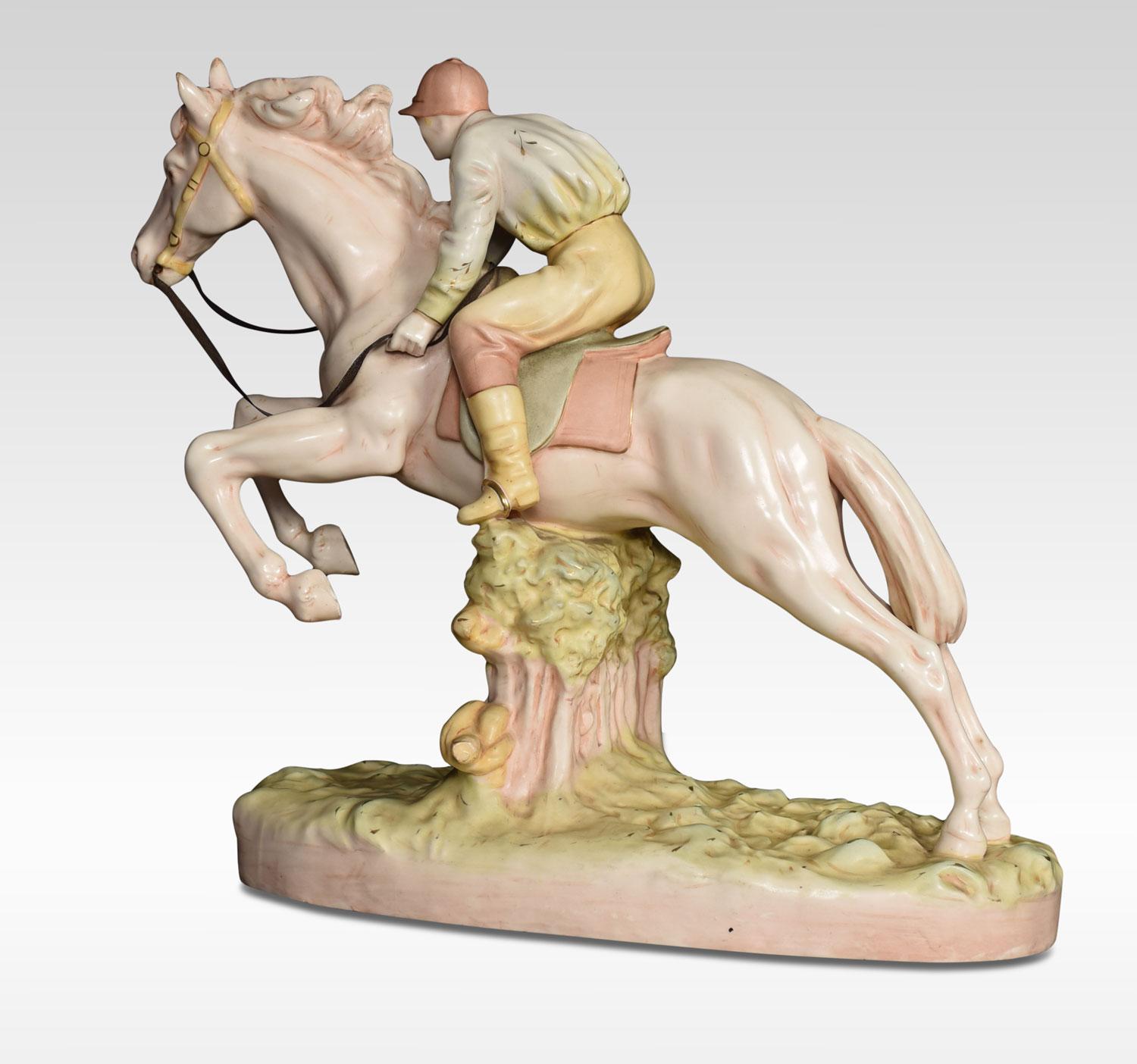 Czech Royal Dux Porcelain Figure of a Jumping Race Horse For Sale