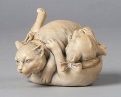 Royal Dux Porcelain Figurine Playing Cats