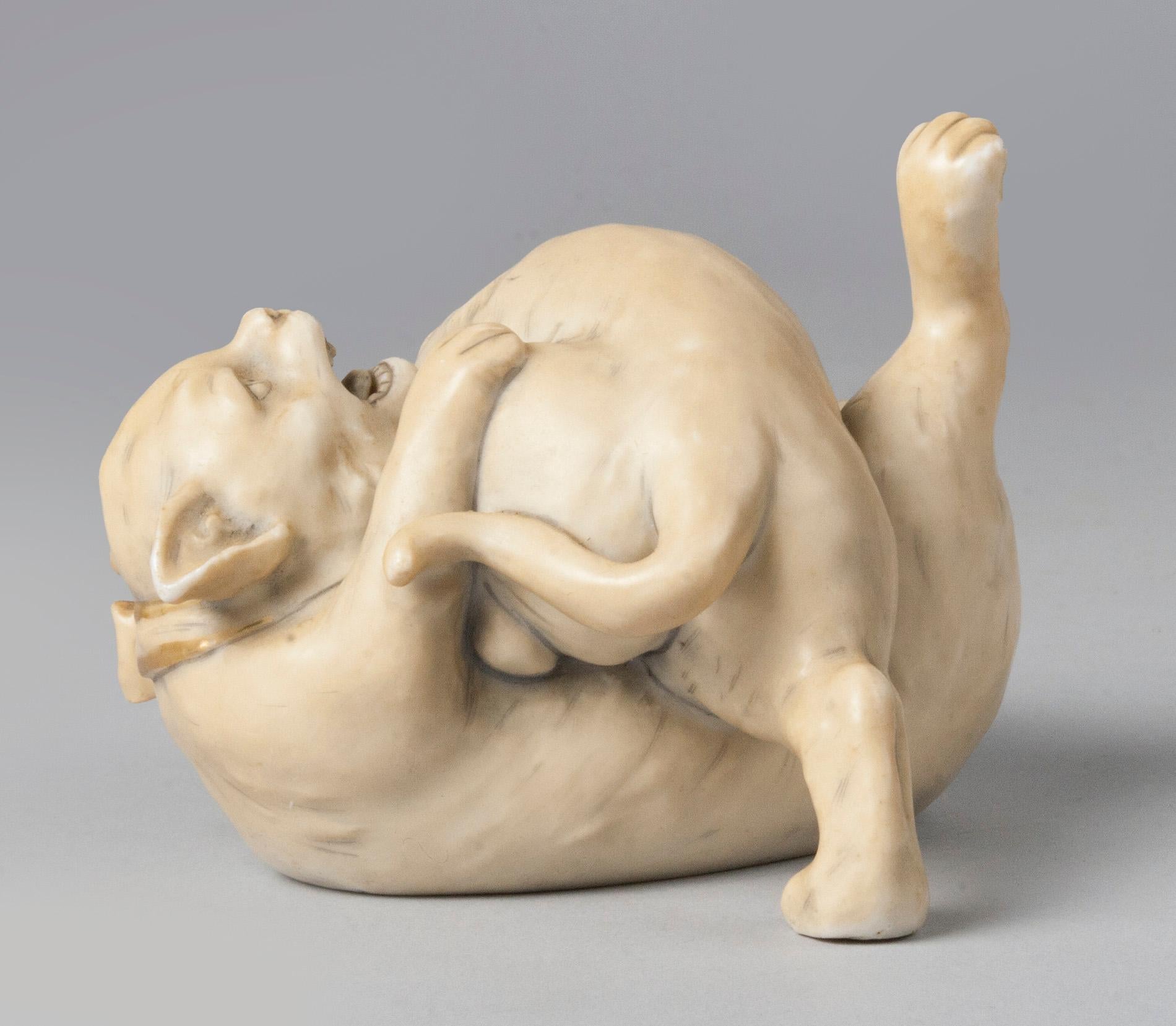Austrian Royal Dux Porcelain Figurine Playing Cats