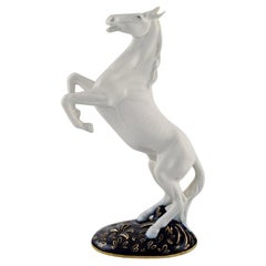 Royal Dux, Prancing Horse in Hand-Painted Porcelain, 1940s