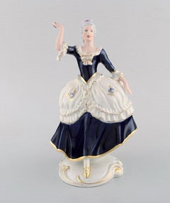 Royal Dux, coppia rococò in porcellana dipinta a mano, anni '40