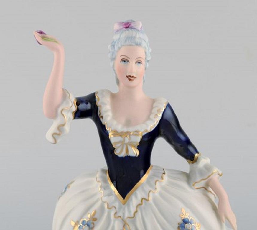 Czech Royal Dux, Rococo Couple in Hand Painted Porcelain, 1940s For Sale