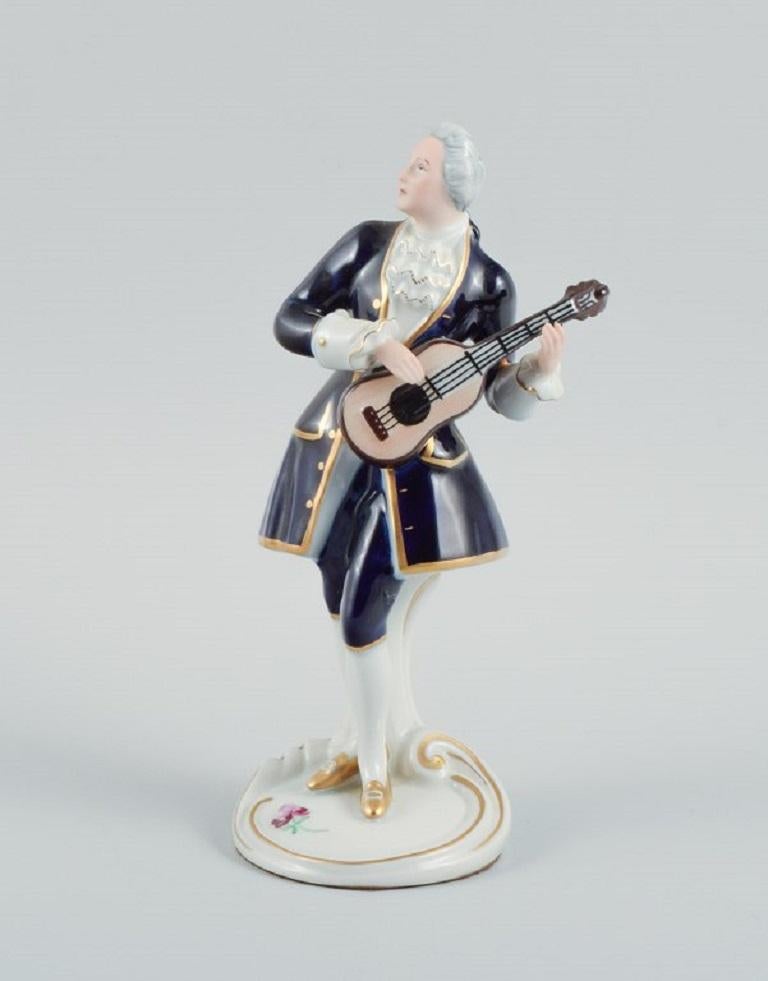Czech Royal Dux. Rococo Couple in Hand-Painted Porcelain, 1940s For Sale
