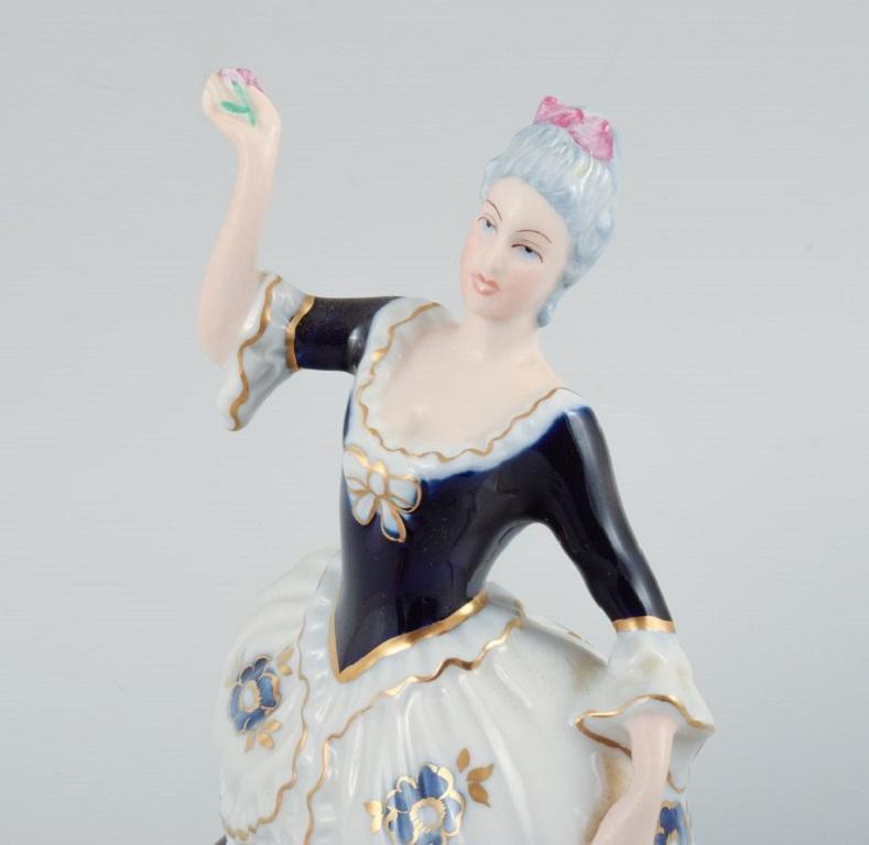 Royal Dux. Rococo Couple in Hand-Painted Porcelain, 1940s For Sale 2
