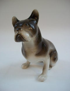 ROYAL DUX - Vintage Porcelain French Bull Dog Figurine - C.R. - Early 1990's