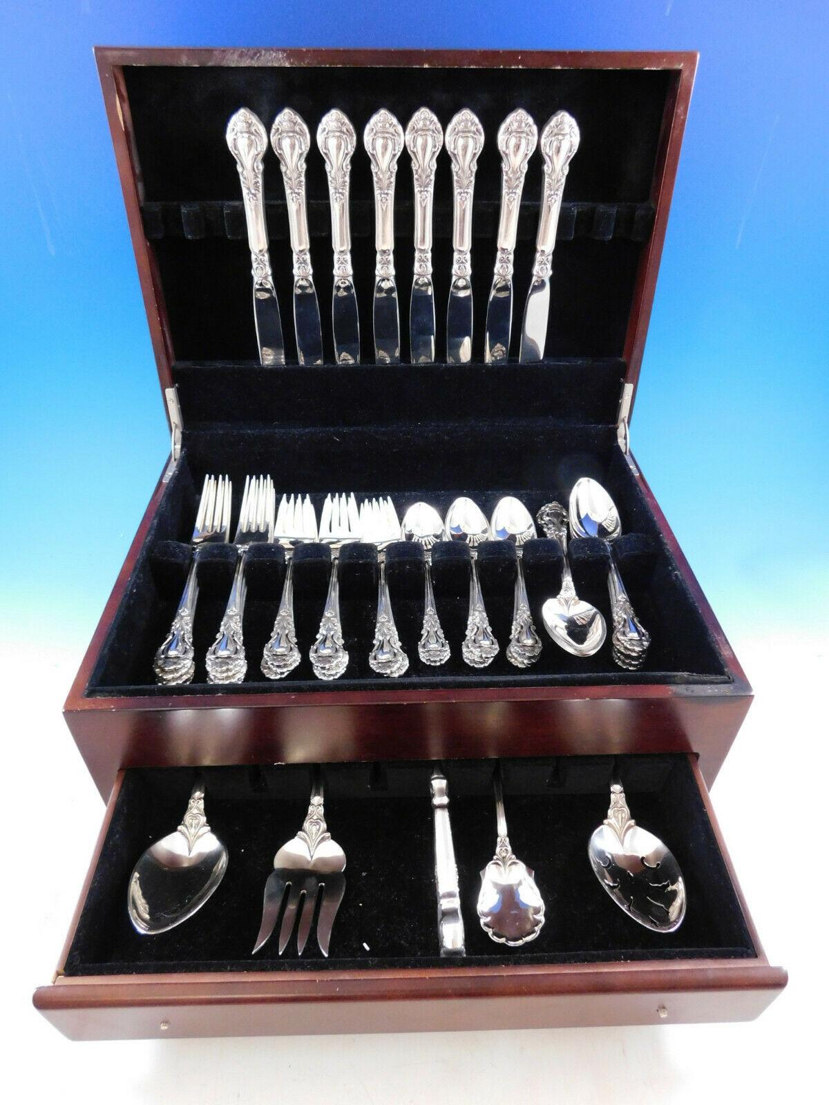 Royal Dynasty by Kirk - Stieff sterling silver flatware set, 45 pieces. This set includes:

8 place knives, 9 1/8