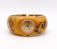 Royal Dynasty Vintage 1930 Butterscotch Bakelite Catalin Clamper Watch Bracelet