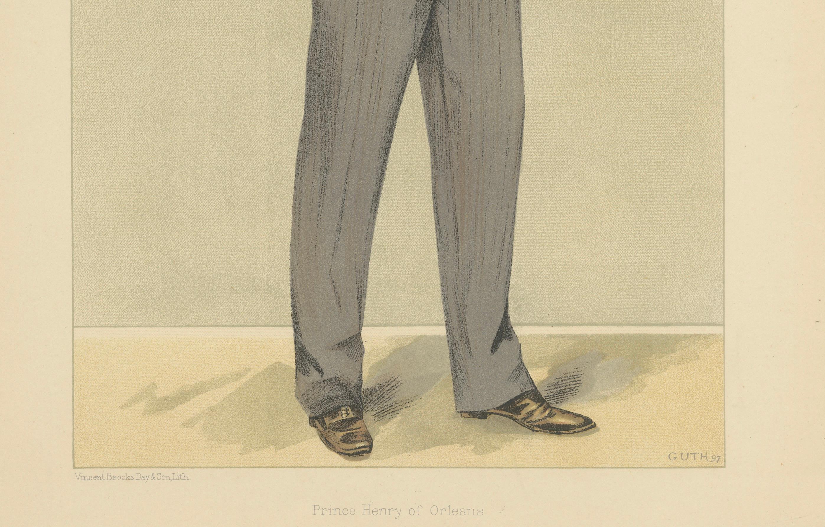 Königliche Eleganz: Prince Henry of Orleans, Fechtender Adliger, Vanity Fair 1897 im Zustand „Gut“ im Angebot in Langweer, NL