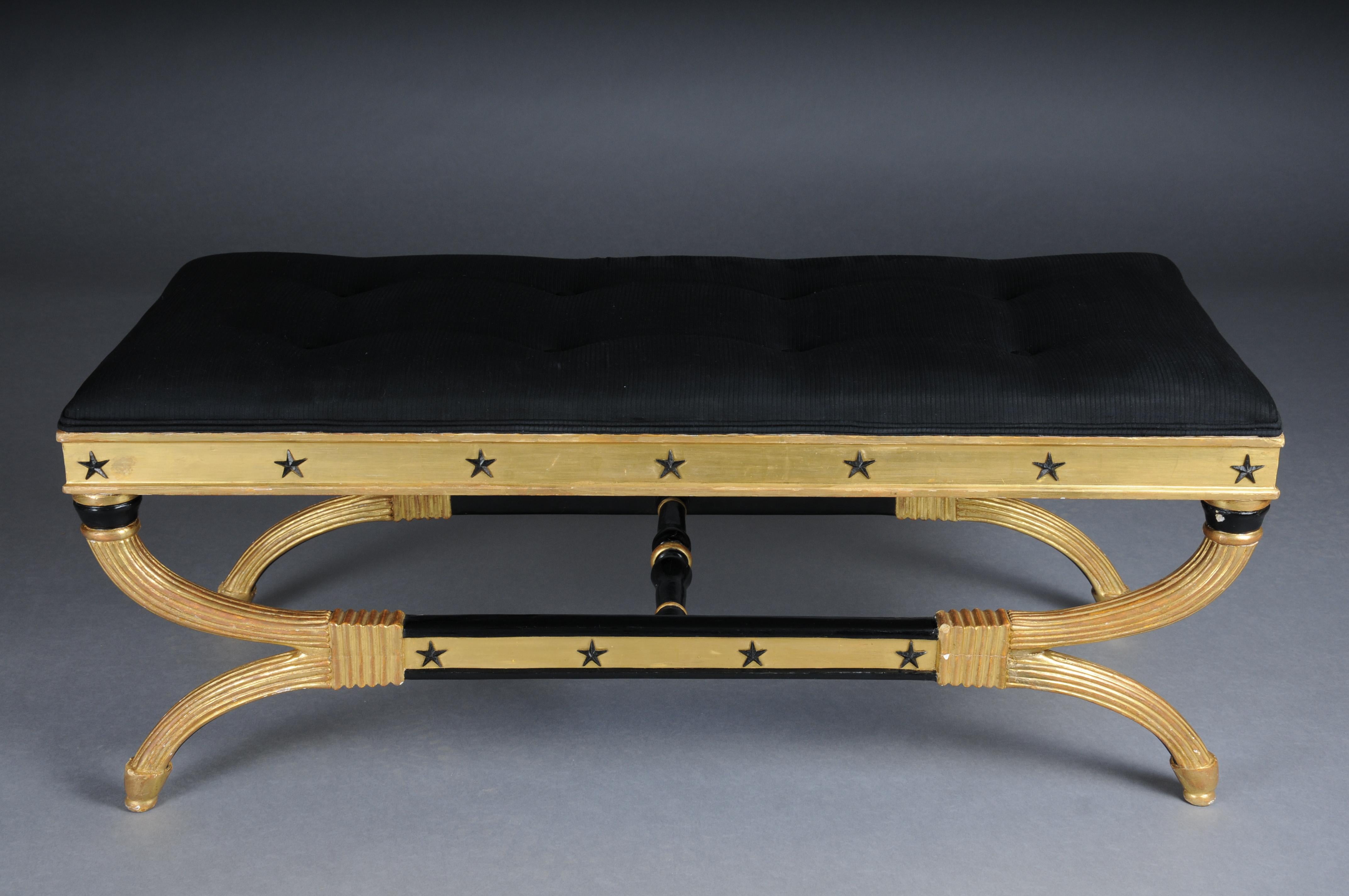 Ebonized Royal Empire bench, gold-plated, black