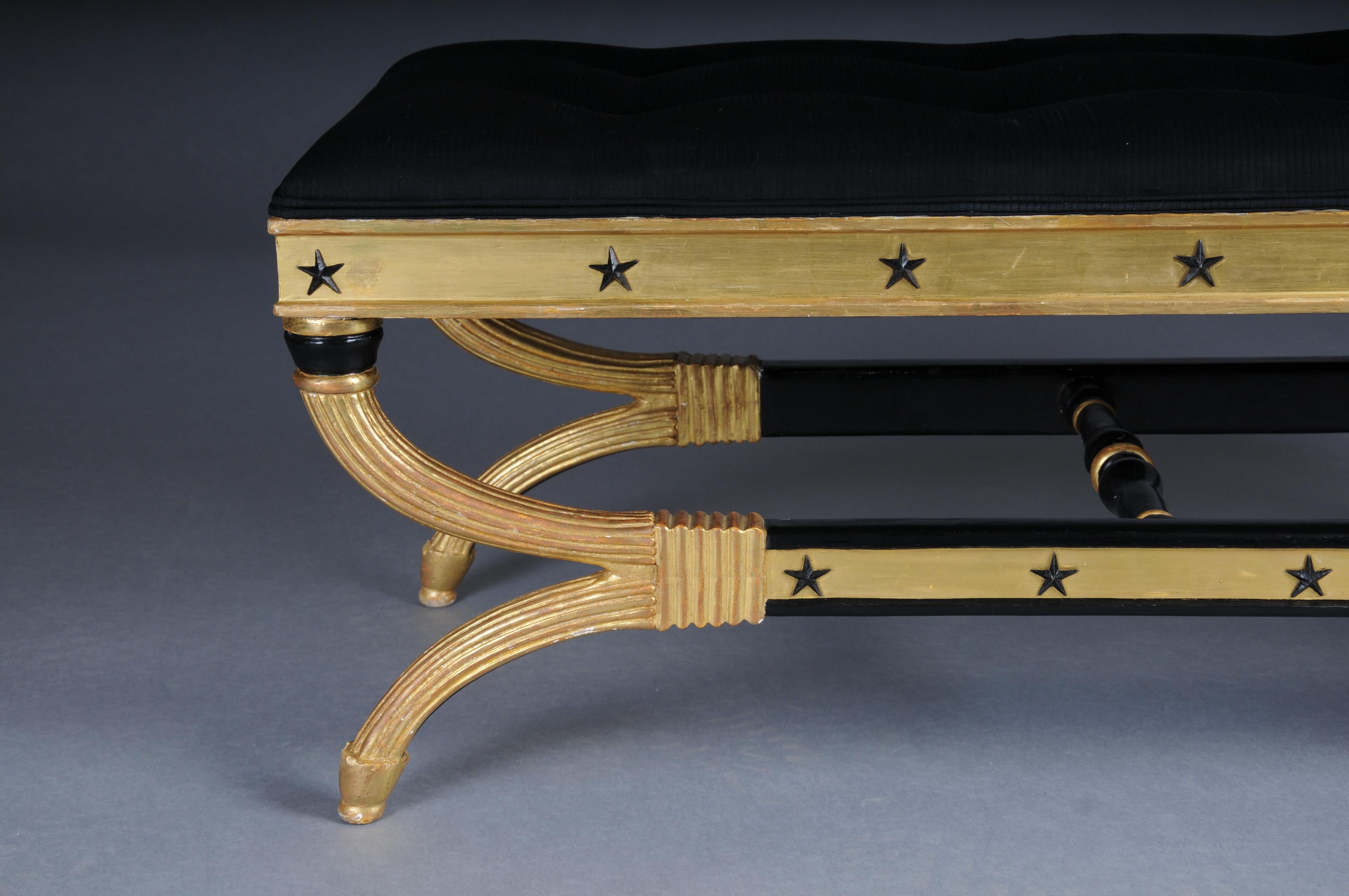 Royal Empire bench, gold-plated, black In Good Condition In Berlin, DE