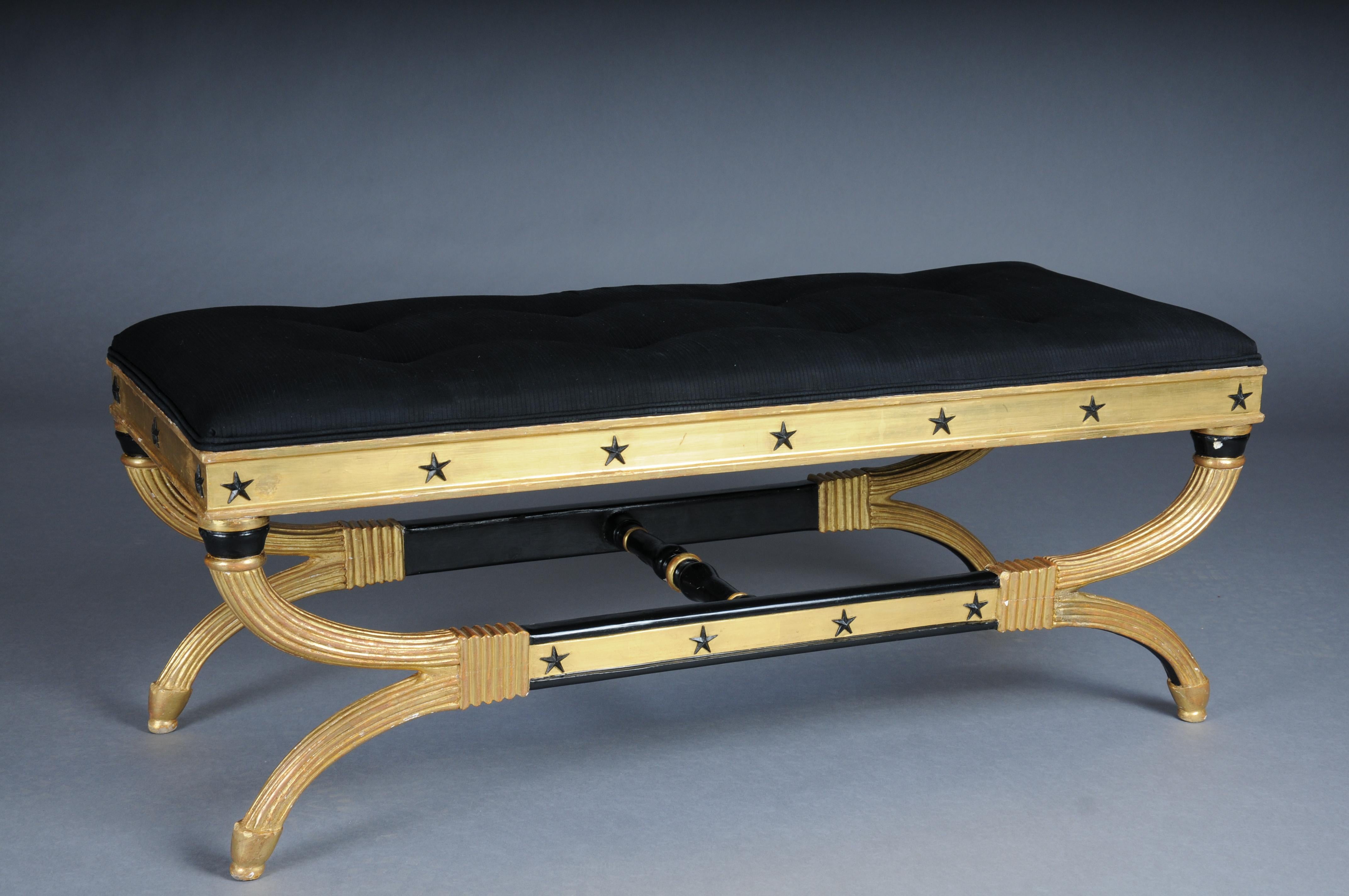 Upholstery Royal Empire bench, gold-plated, black