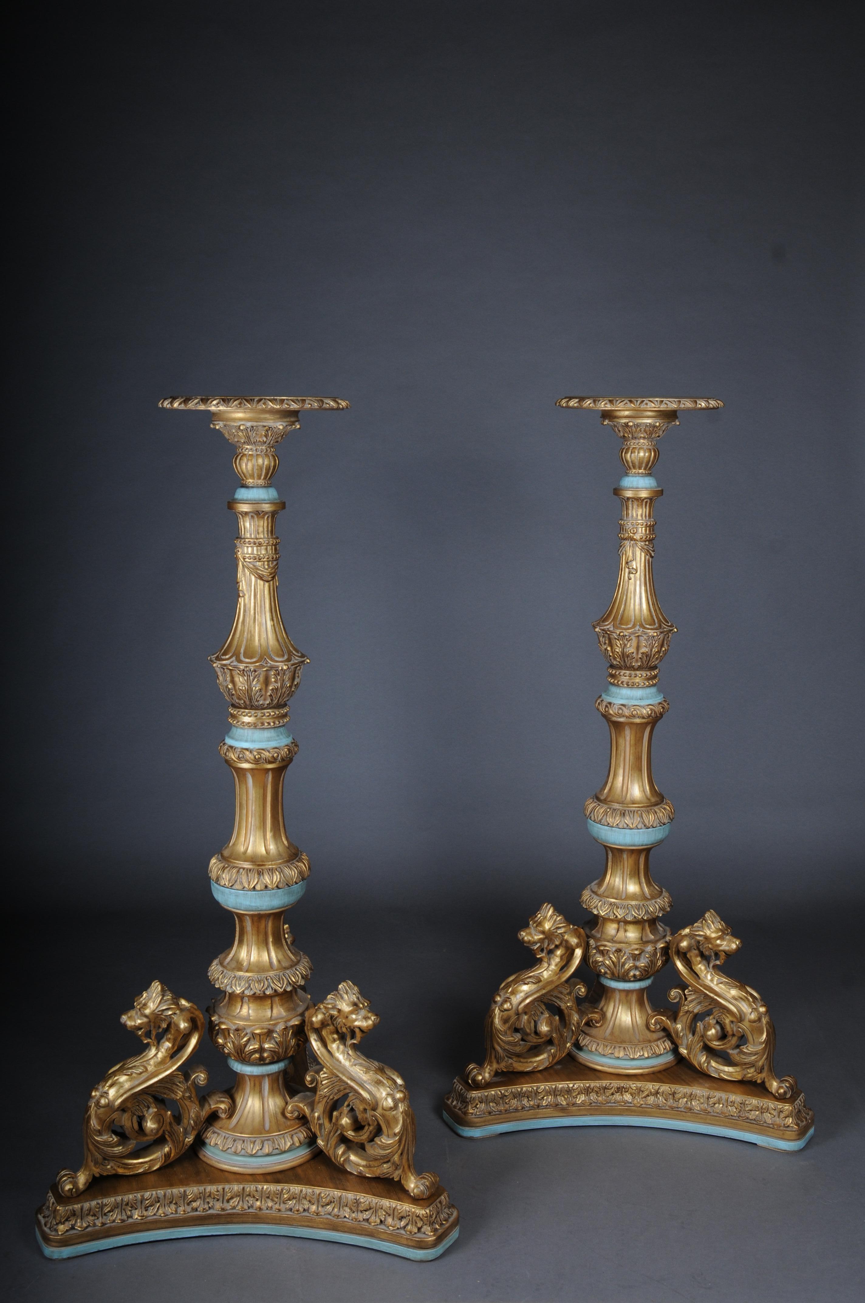 Piédestal colonne Royal Empire en bois massif et or en vente 9