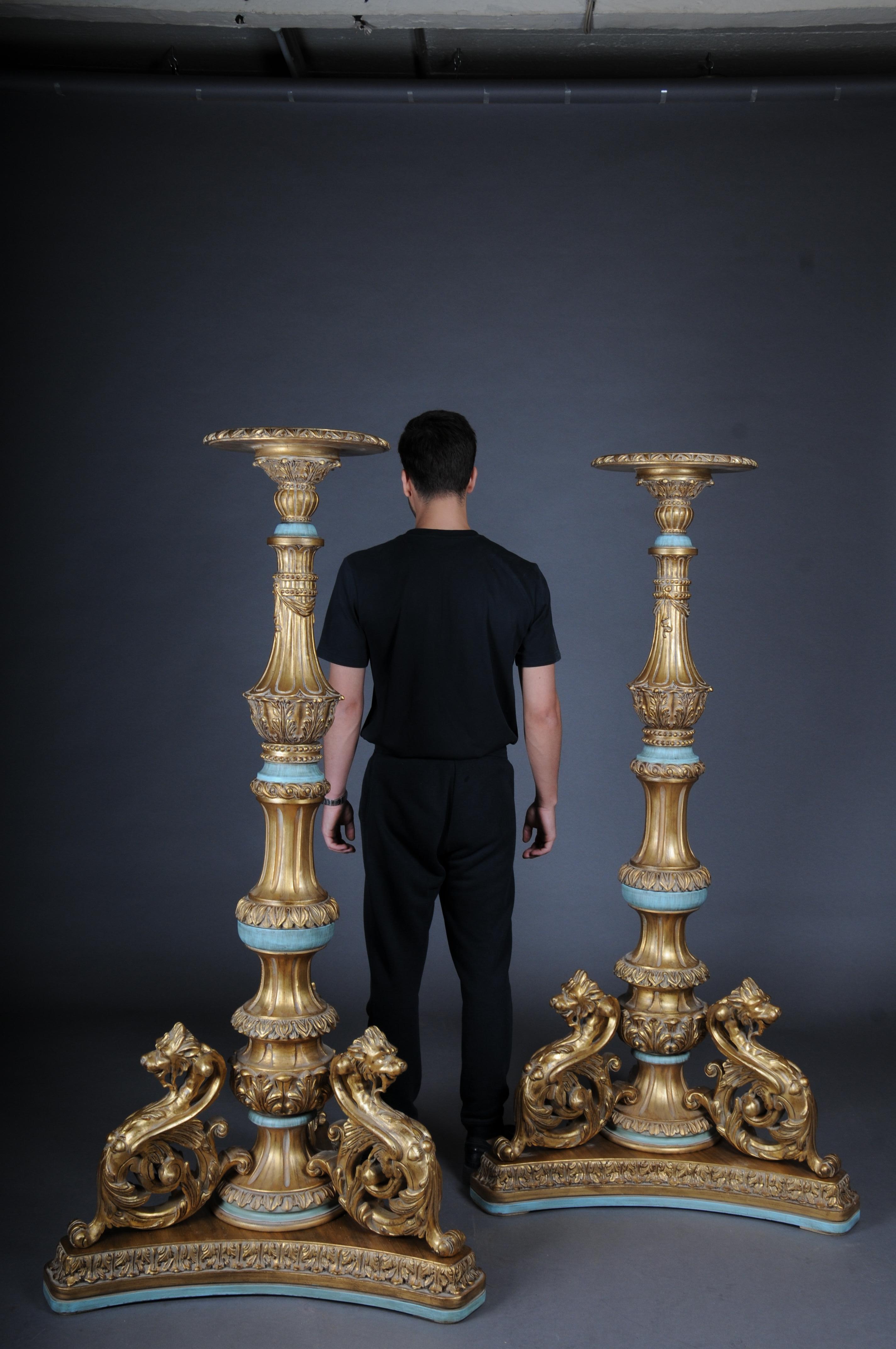 Royal Empire column pedestal, solid wood gold For Sale 10