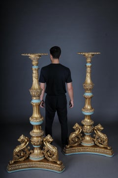 Royal Empire column pedestal, solid wood gold