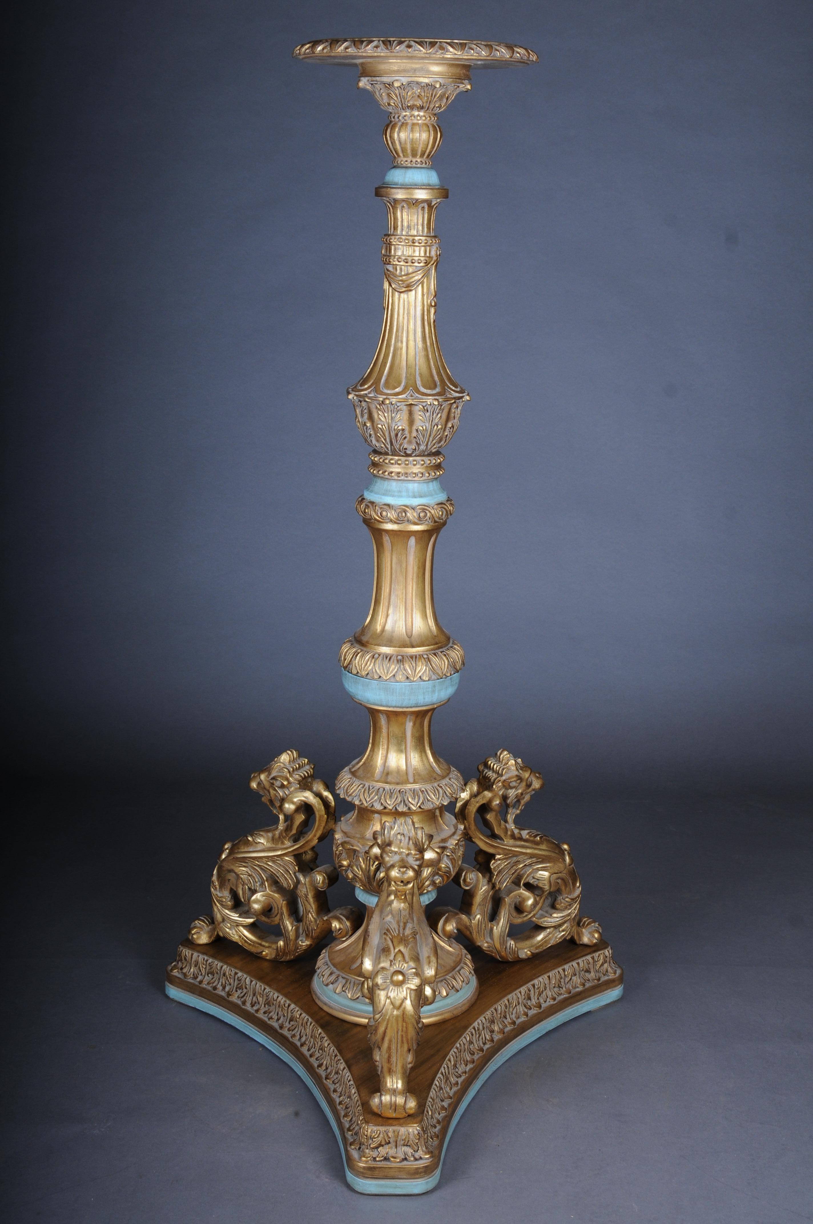 French Royal Empire column pedestal, solid wood gold For Sale