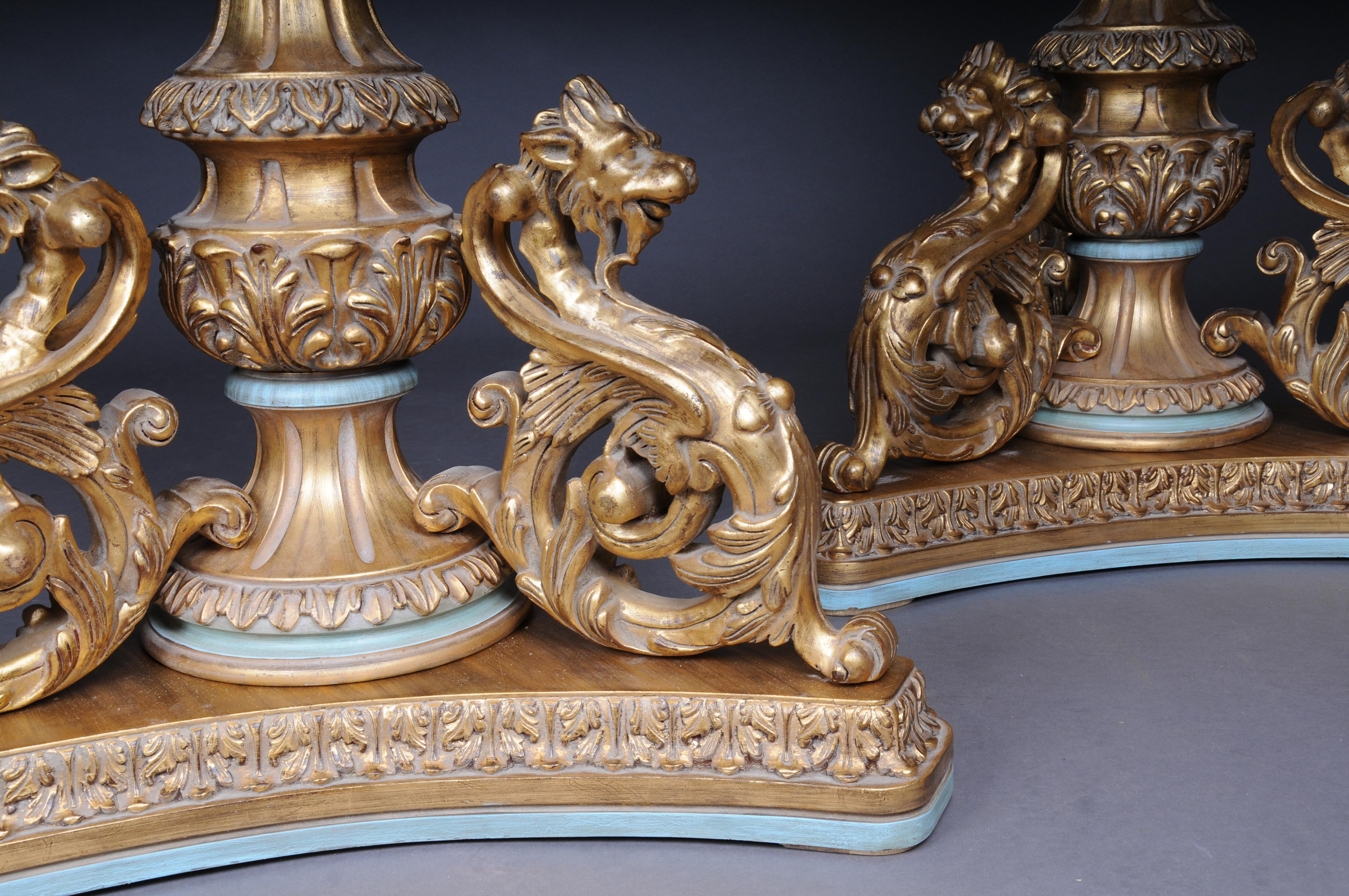 20ième siècle Piédestal colonne Royal Empire en bois massif et or en vente