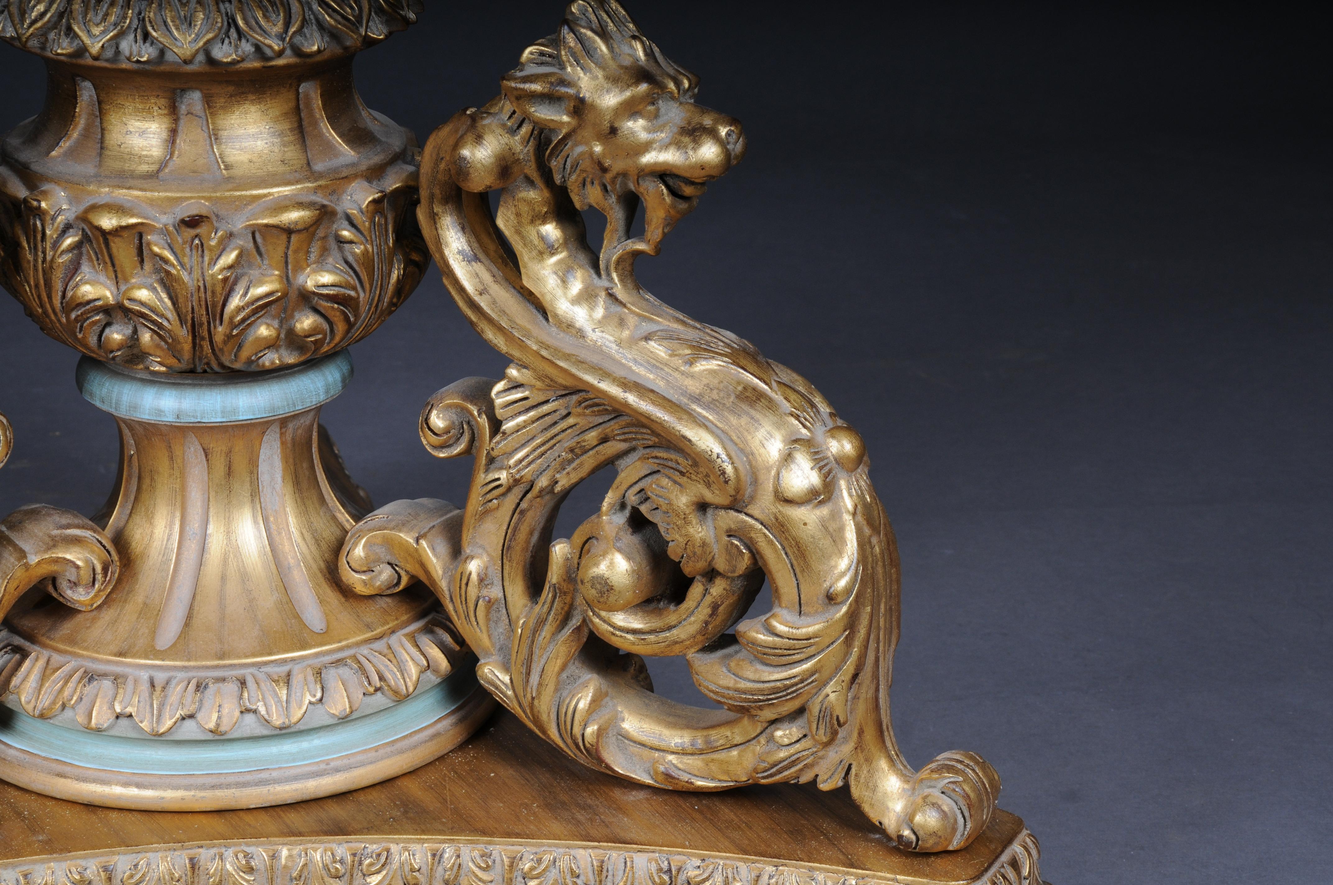 Beech Royal Empire column pedestal, solid wood gold For Sale