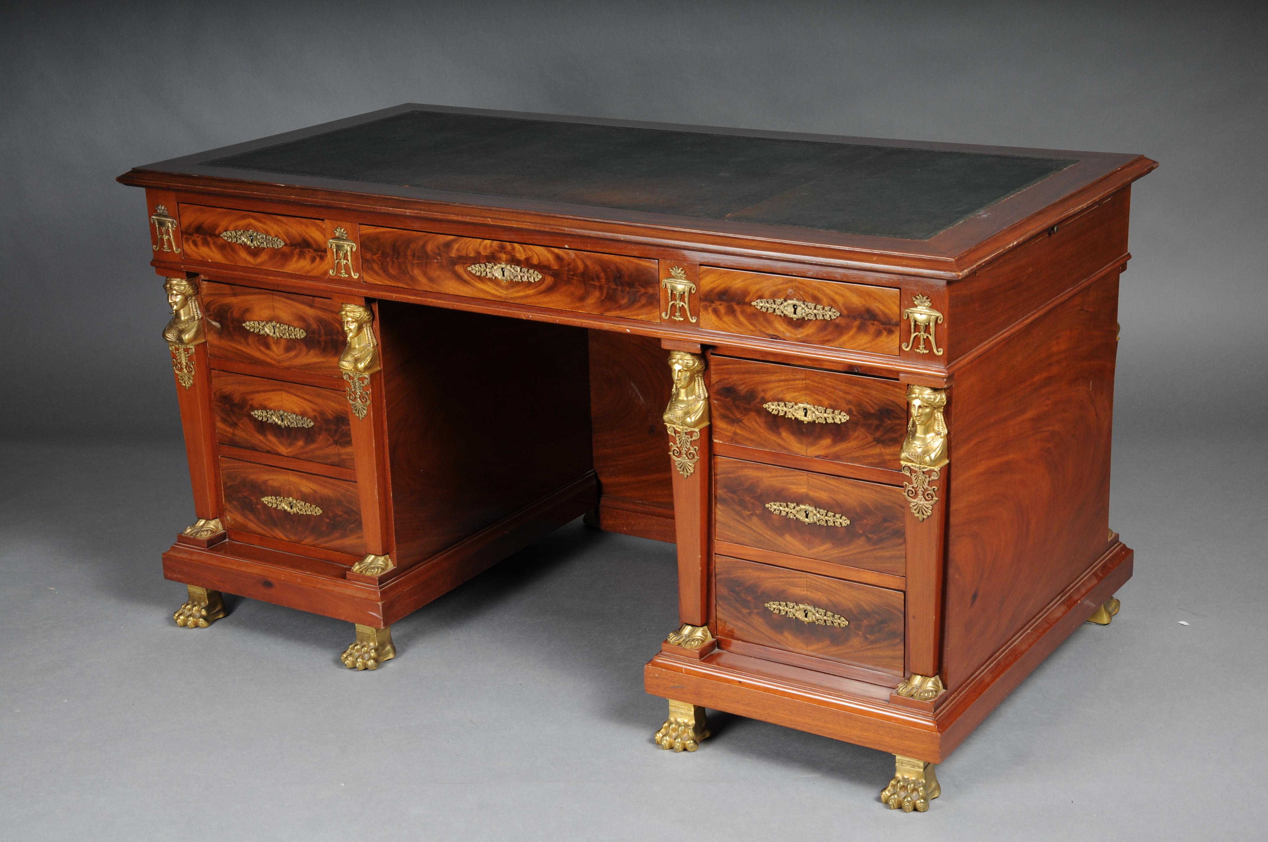 European Royal Empire Desk/Bureau Plat, Gilt Bronze, 19th Century For Sale