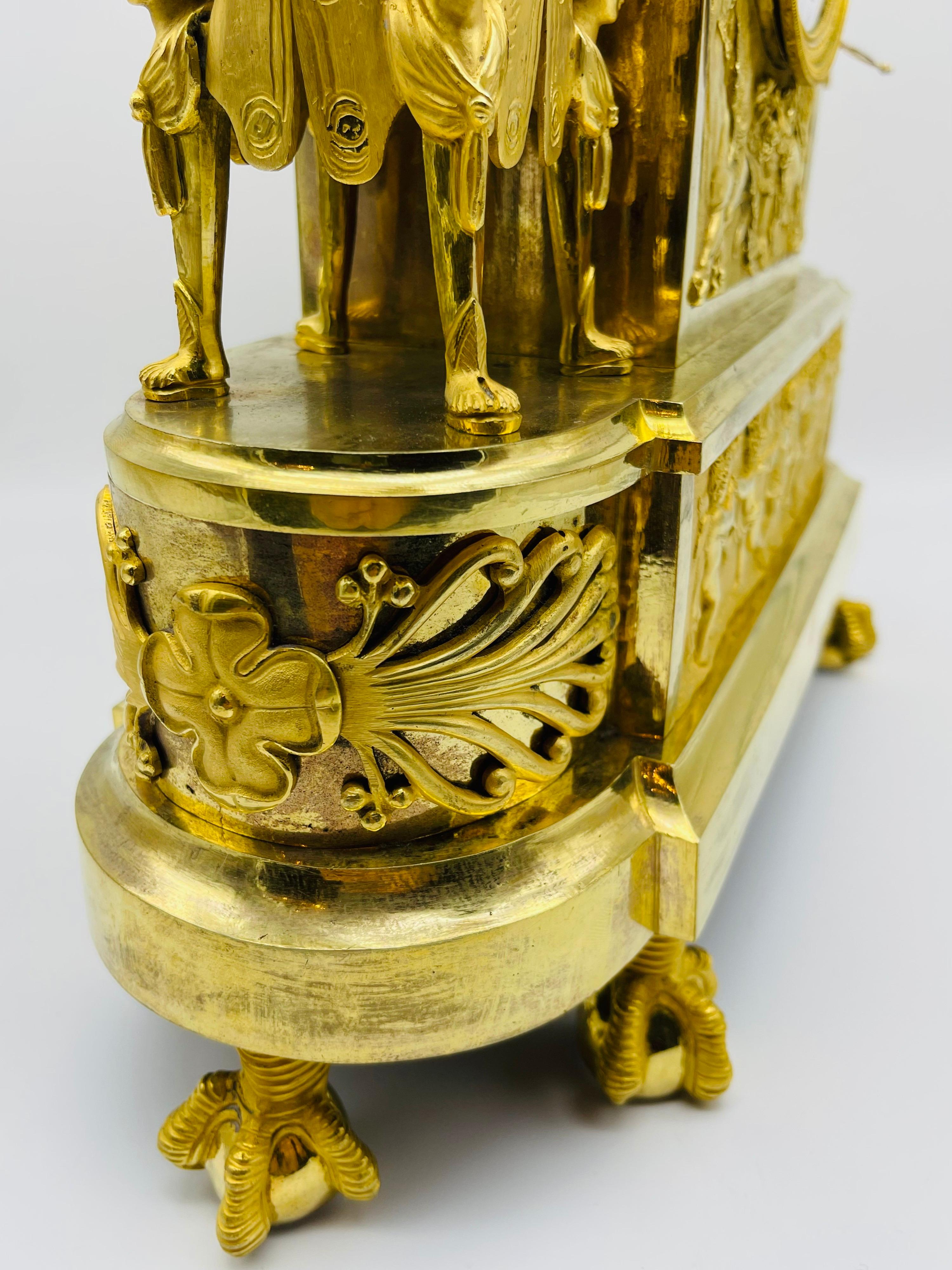 Royal Empire Mantel Clock / Pendulum Clock, Fire-Gilt, Around 1805-1815, Paris For Sale 2