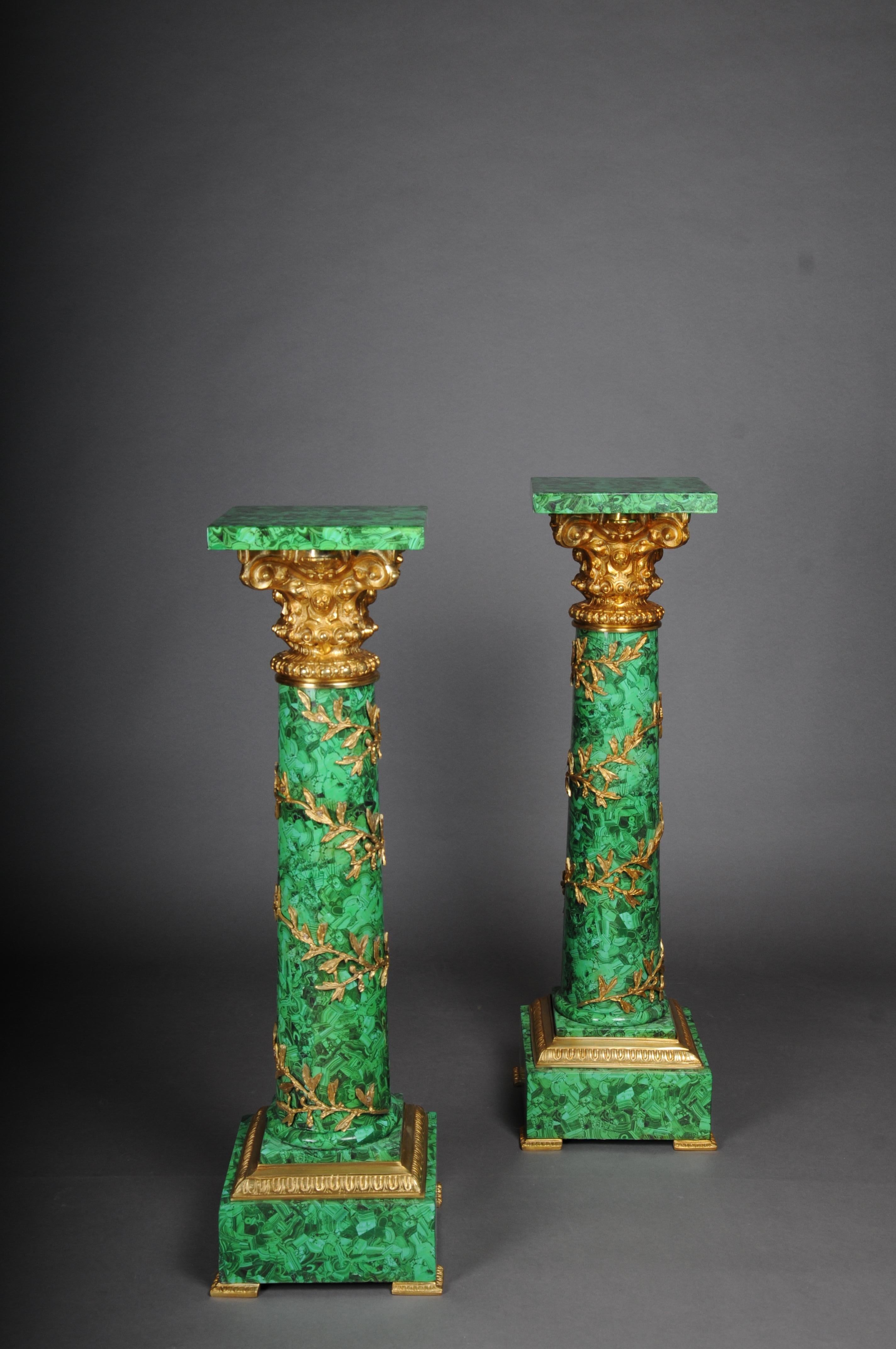 Royal Empire column with malachite and gilt bronze For Sale 2