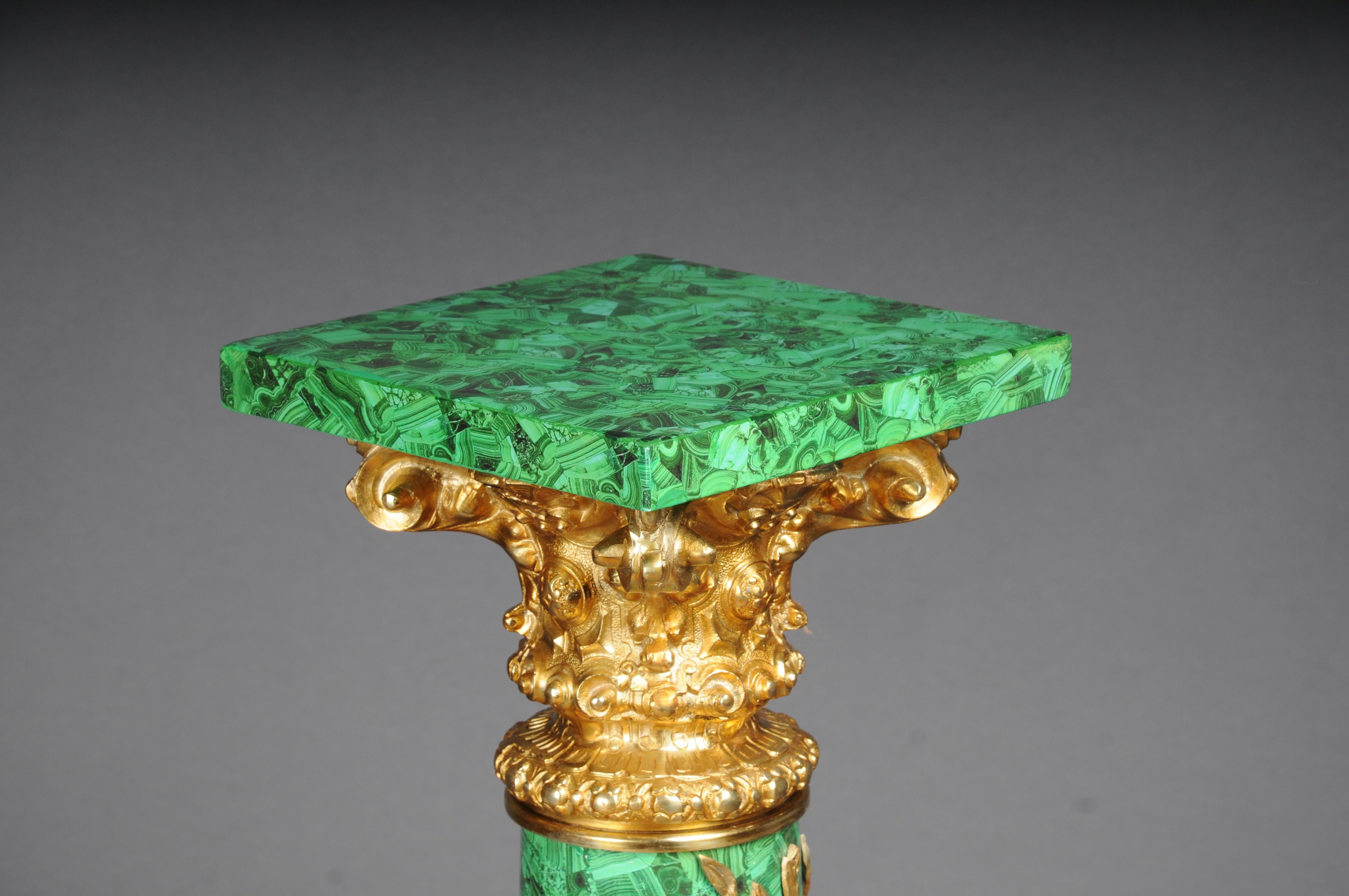 French Royal Empire column with malachite and gilt bronze For Sale
