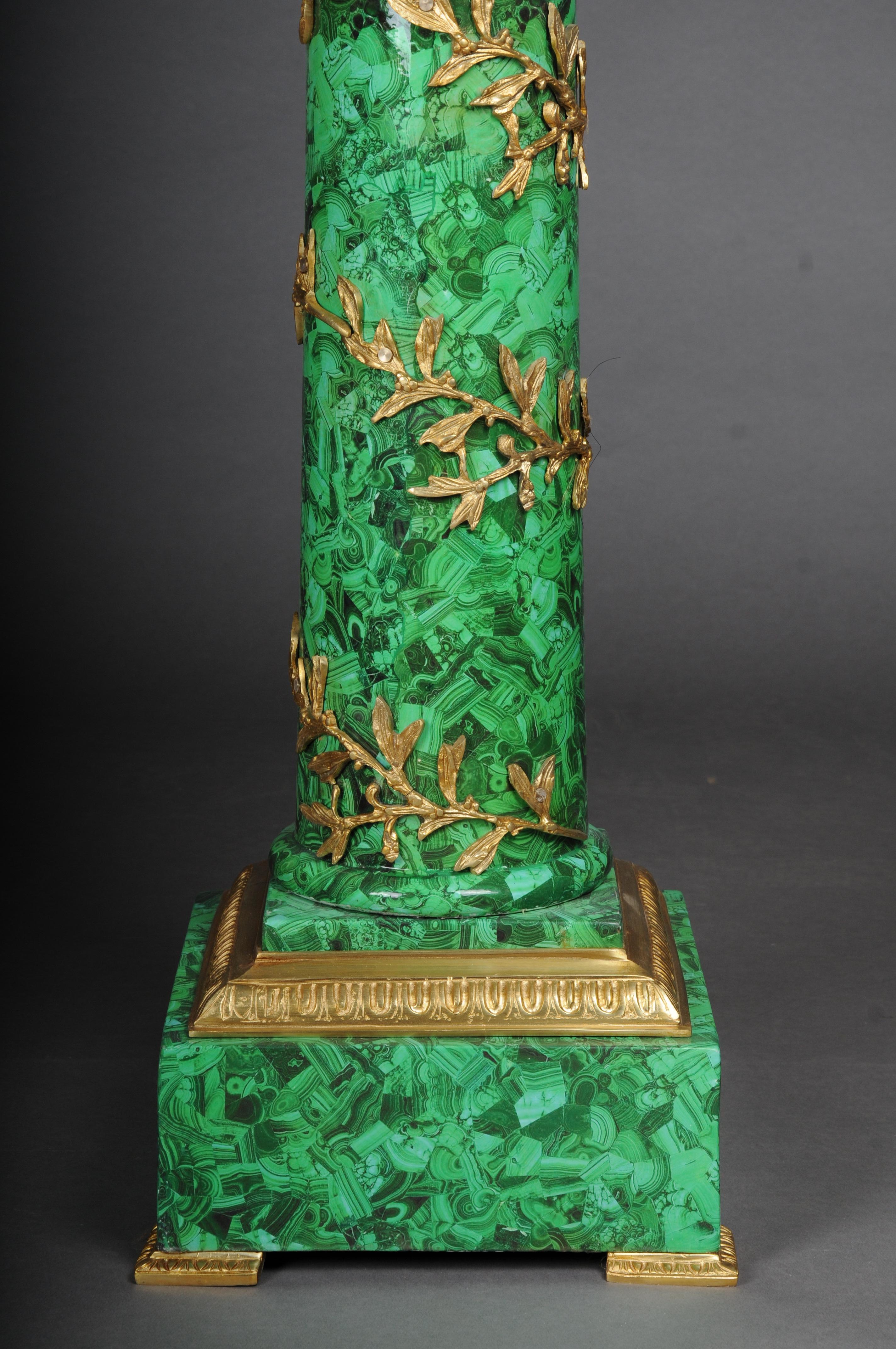 20th Century Royal Empire column with malachite and gilt bronze For Sale