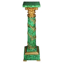 Vintage Royal Empire column with malachite and gilt bronze
