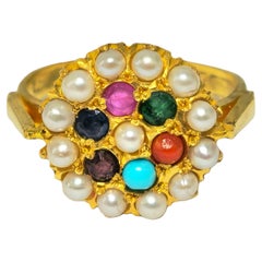 Royal Empire Style 22k Yellow Gold Multi Gemstone Ring