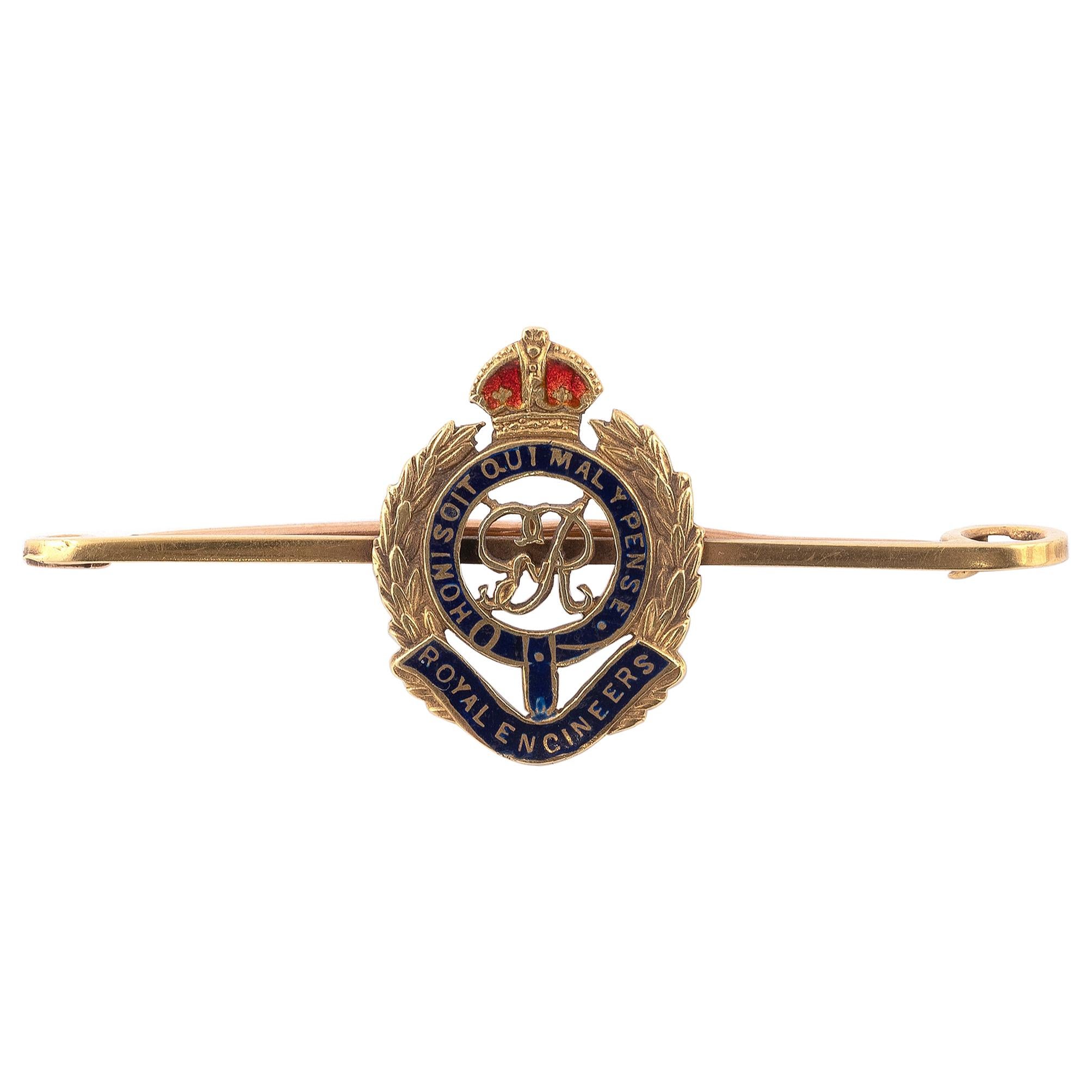 Royal Engineers Regimental Brosche aus Emaille (Viktorianisch) im Angebot