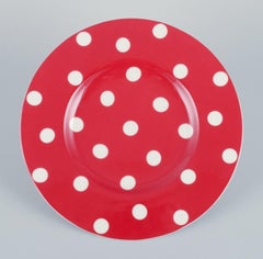 Royal Fine China, set of eight "Freshness Dots Red" plates in porcelain.