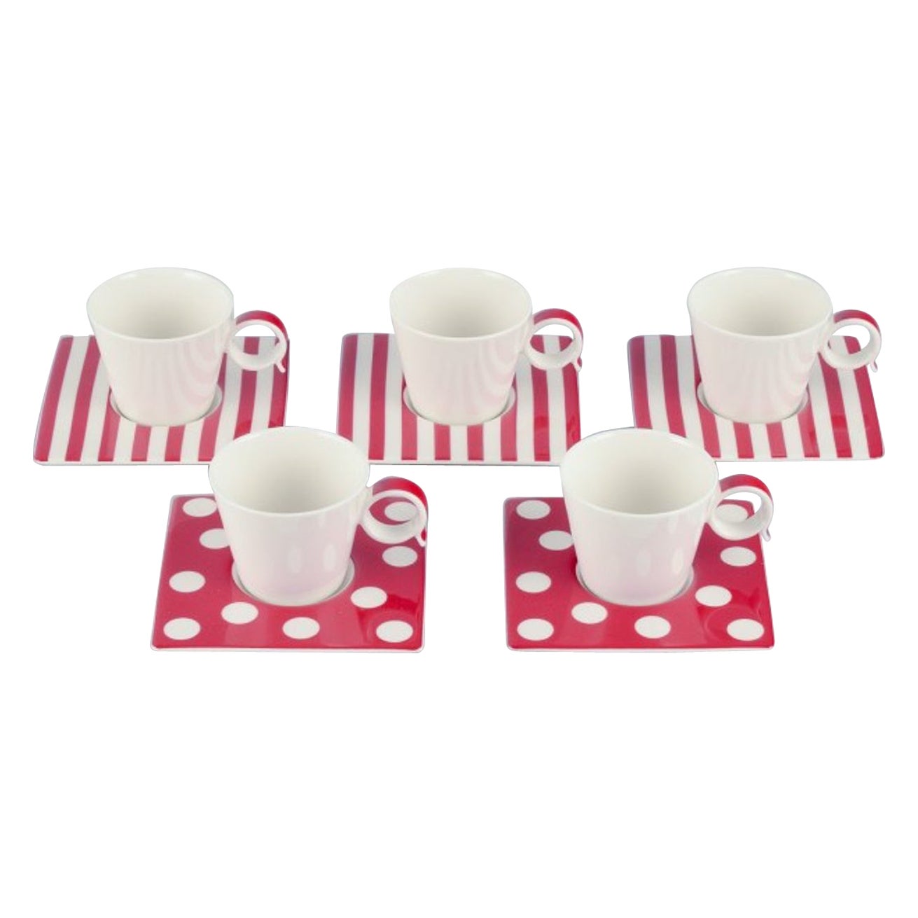 Royal Fine China, set di cinque coppie di tazze da caffè "Freshness Red".
