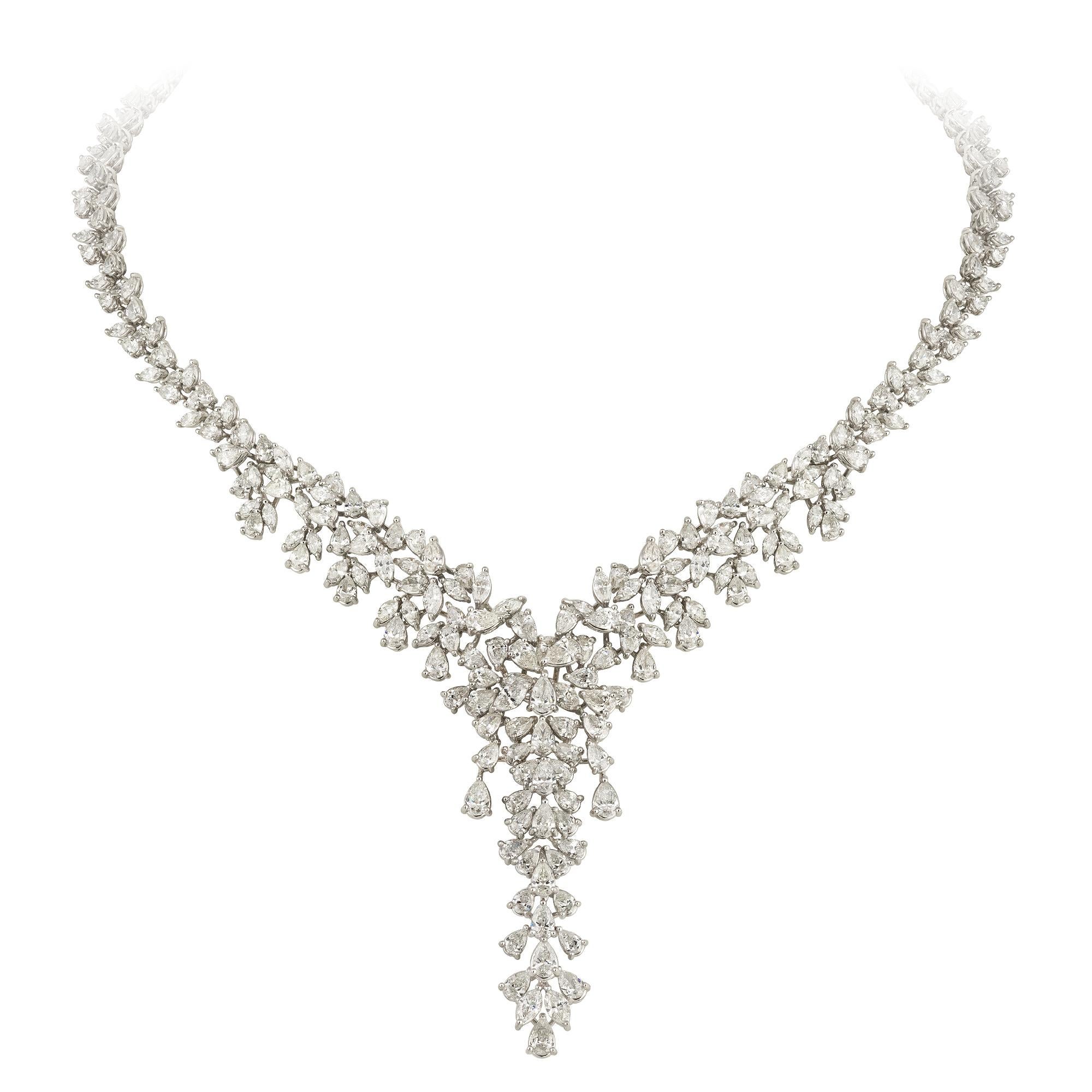 White Gold 18K Necklace 

Diamond MQ 6.21 Cts/83 Pcs
PE 16.27 Cts/162 Pcs
Weight 51,04 grams
Length 45 cm (adjustable)

With a heritage of ancient fine Swiss jewelry traditions, NATKINA is a Geneva based jewellery brand, which creates modern