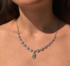 Royal Fine Jewellery Weißer Diamant Weißgold Tropfenglieder-Halskette