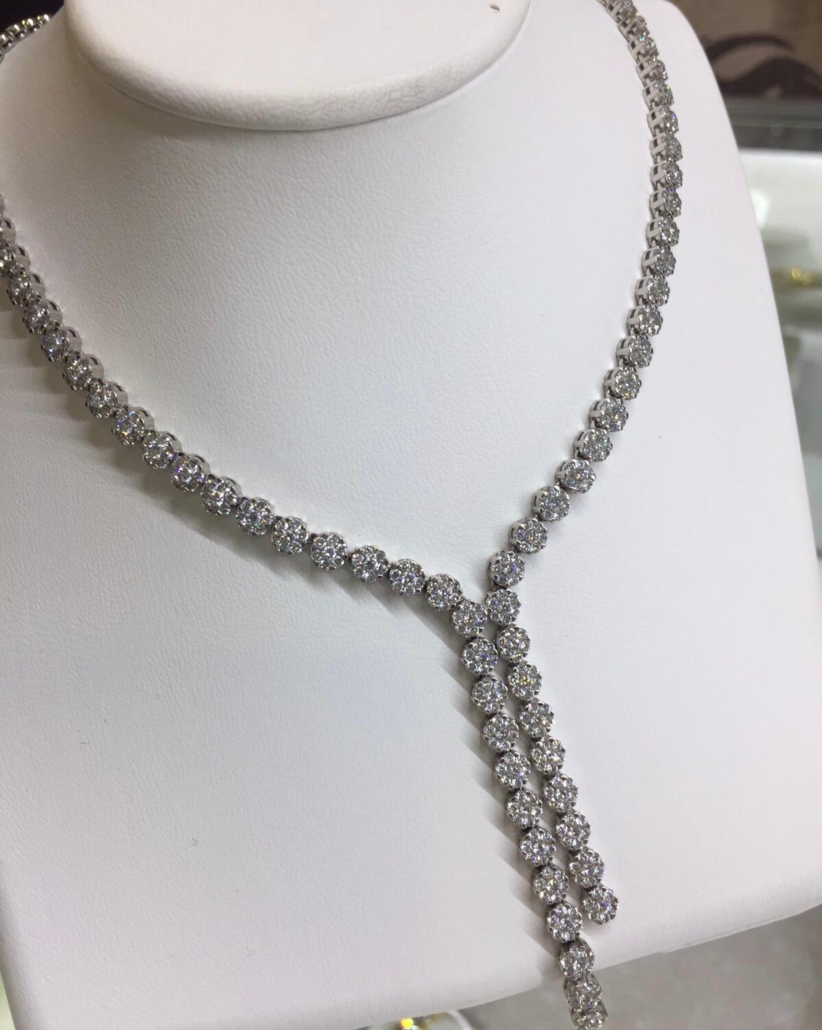 White Gold 14K Necklace 
Weight 23.93 gram
Length 40 cm 
Diamond 67-Round 57-1,93-VVS 1
Diamond 402-Round 57-6,4-VVS 1

With a heritage of ancient fine Swiss jewelry traditions, NATKINA is a Geneva based jewellery brand, which creates modern